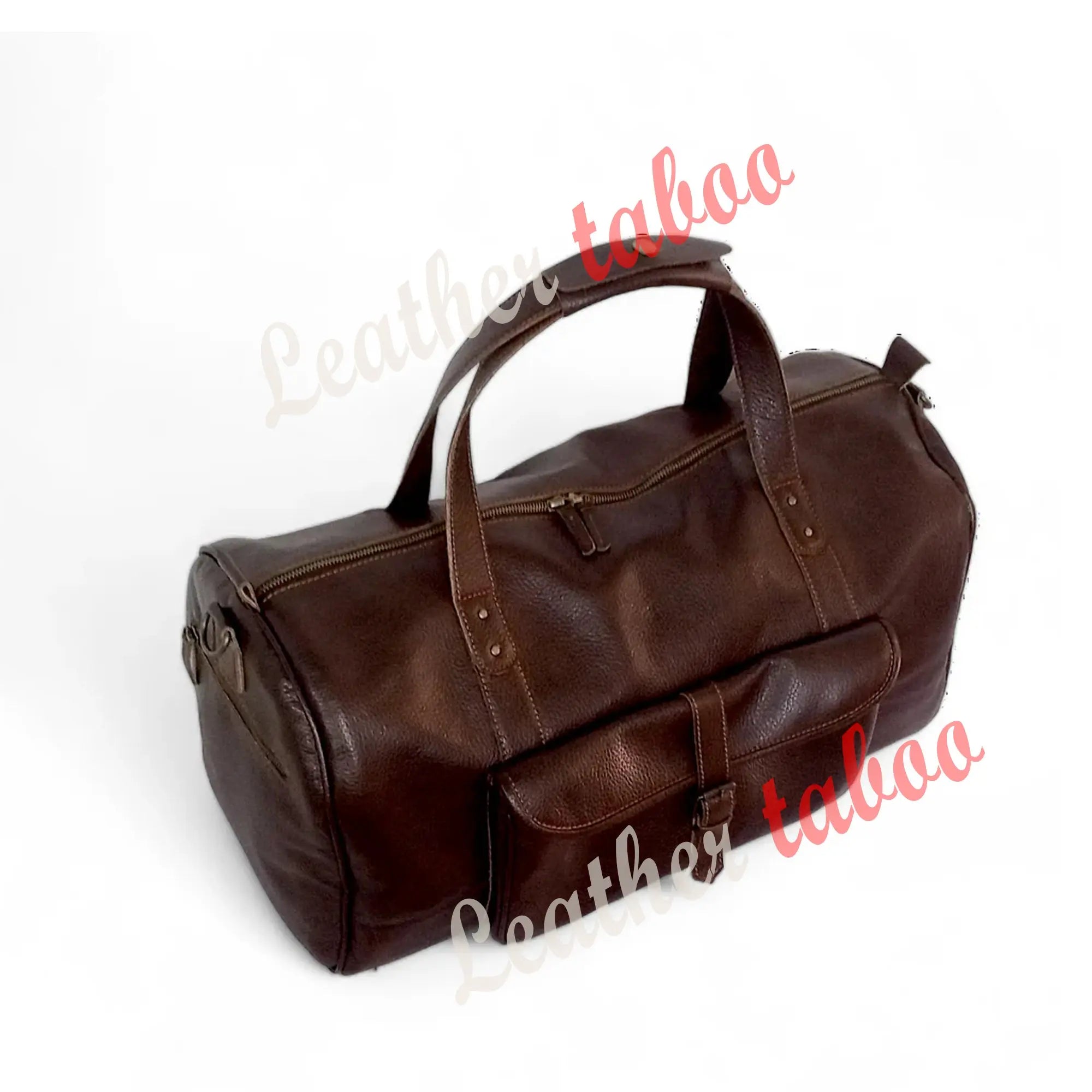 Pebble Grain Leather Weekender Bag - Leather taboo