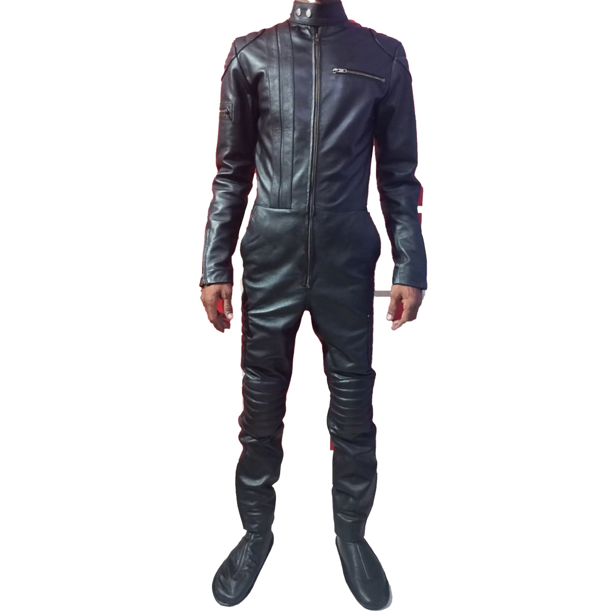 Mens real leather jumpsuit Black catsuit Casual leather bodysuit body fit dress Gift For Him leather man full body dress - Leather taboo