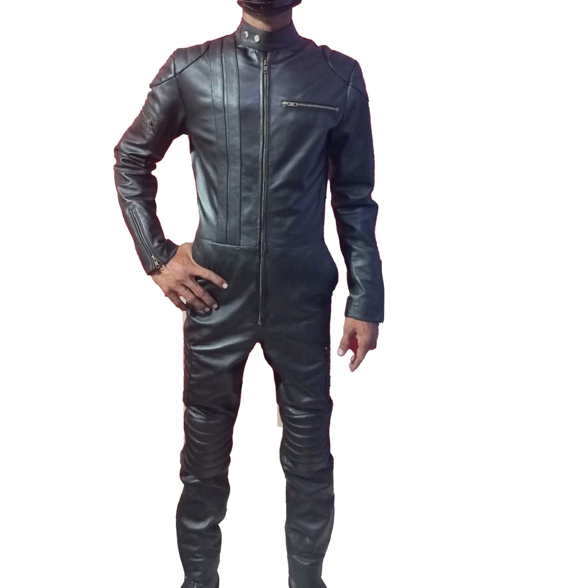 Mens real leather jumpsuit Black catsuit Casual leather bodysuit body fit dress Gift For Him leather man full body dress - Leather taboo