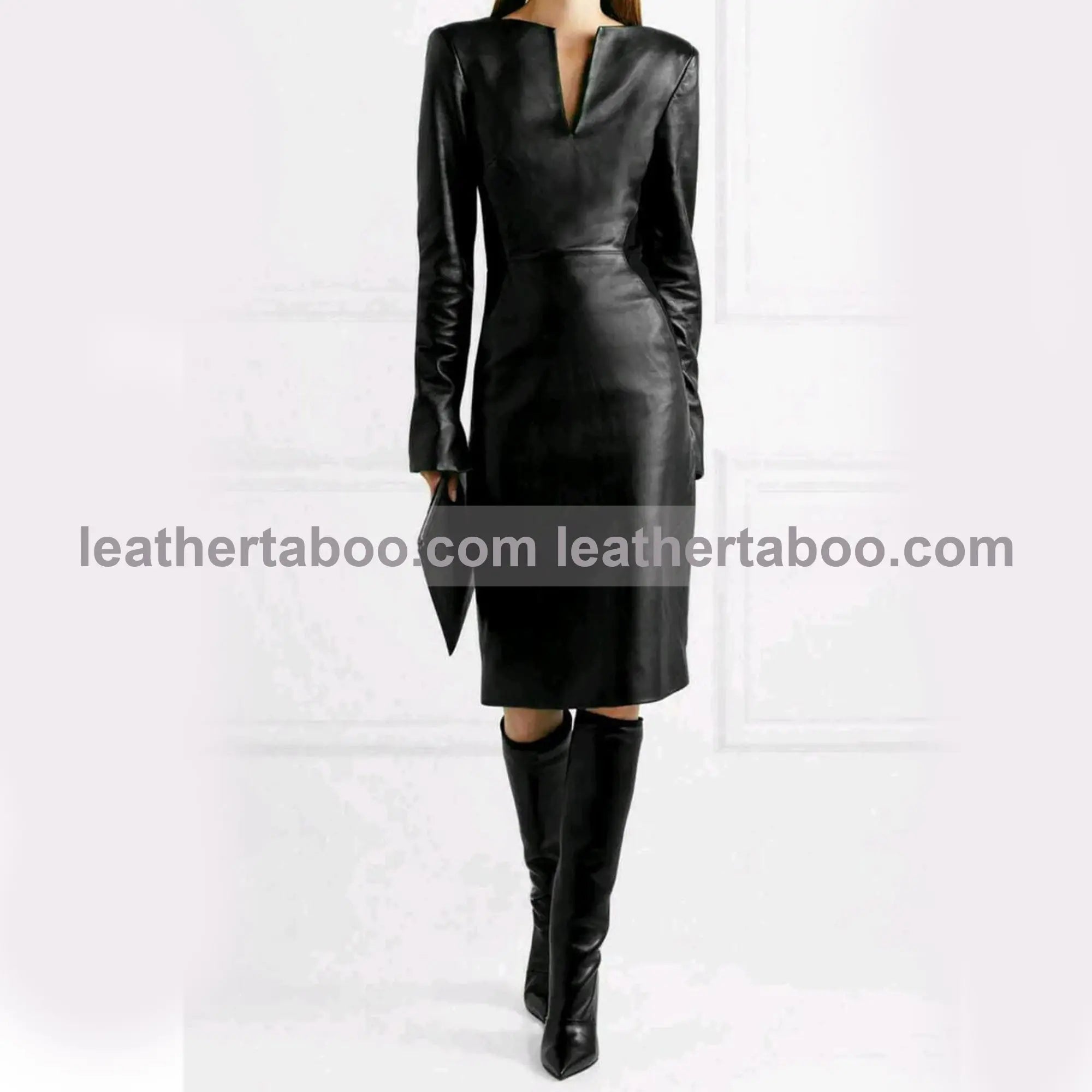 Real leather Stylish Dress women leather jumpsuit dress Slim Fit gift for her - Leather taboo