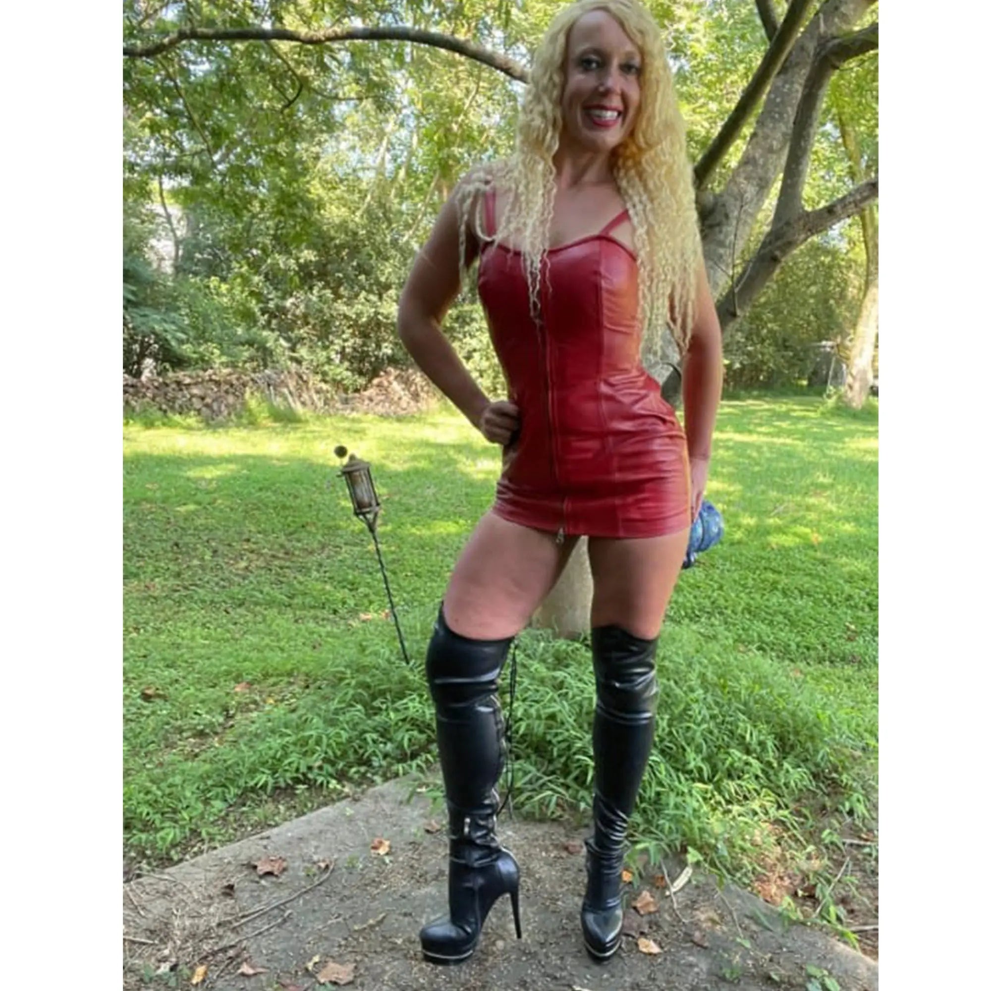 Red Sheep Leather Mini Dress โ Handmade by LeatherTaboo.com - Leather taboo