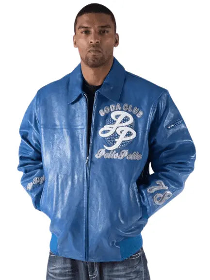 Best Quality Pelle Pelle Soda Club Blue Leather Jacket