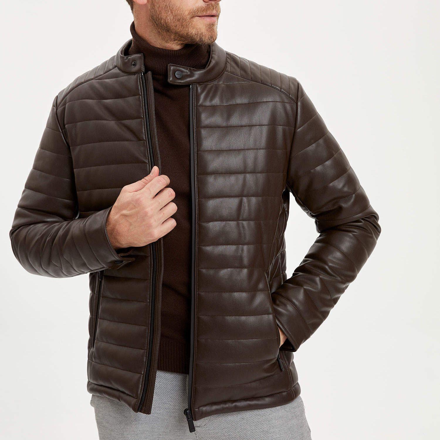Men's Quilted Genuine Soft Padded Leather Jacket - Outdoor Casual Leather Jacket