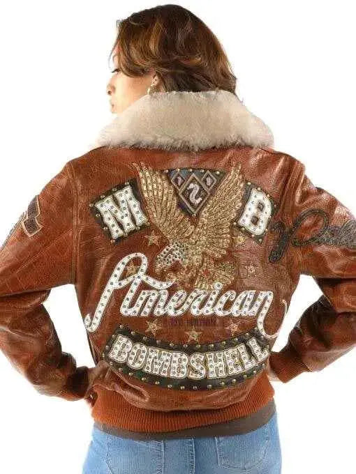 Women's Pelle Pelle Fur Collar Brown Leather Jacket