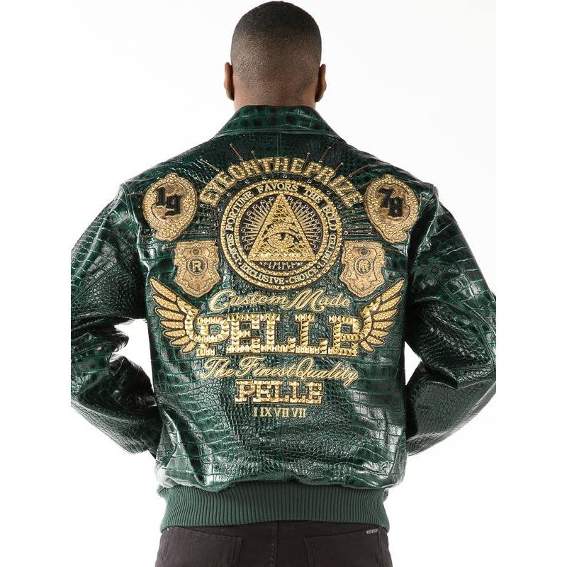 Pelle Pelle Mens Eye On The Prize Green Leather Jacket (Copy) leathertaboo.com