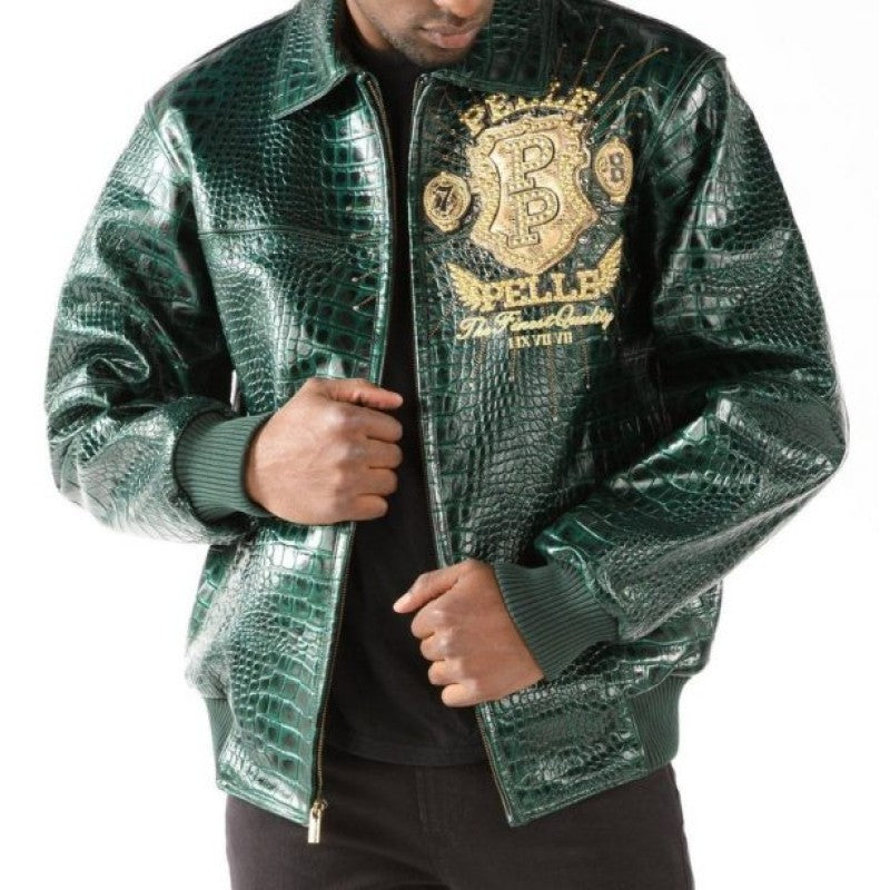 Pelle Pelle Mens Eye On The Prize Green Leather Jacket (Copy) leathertaboo.com
