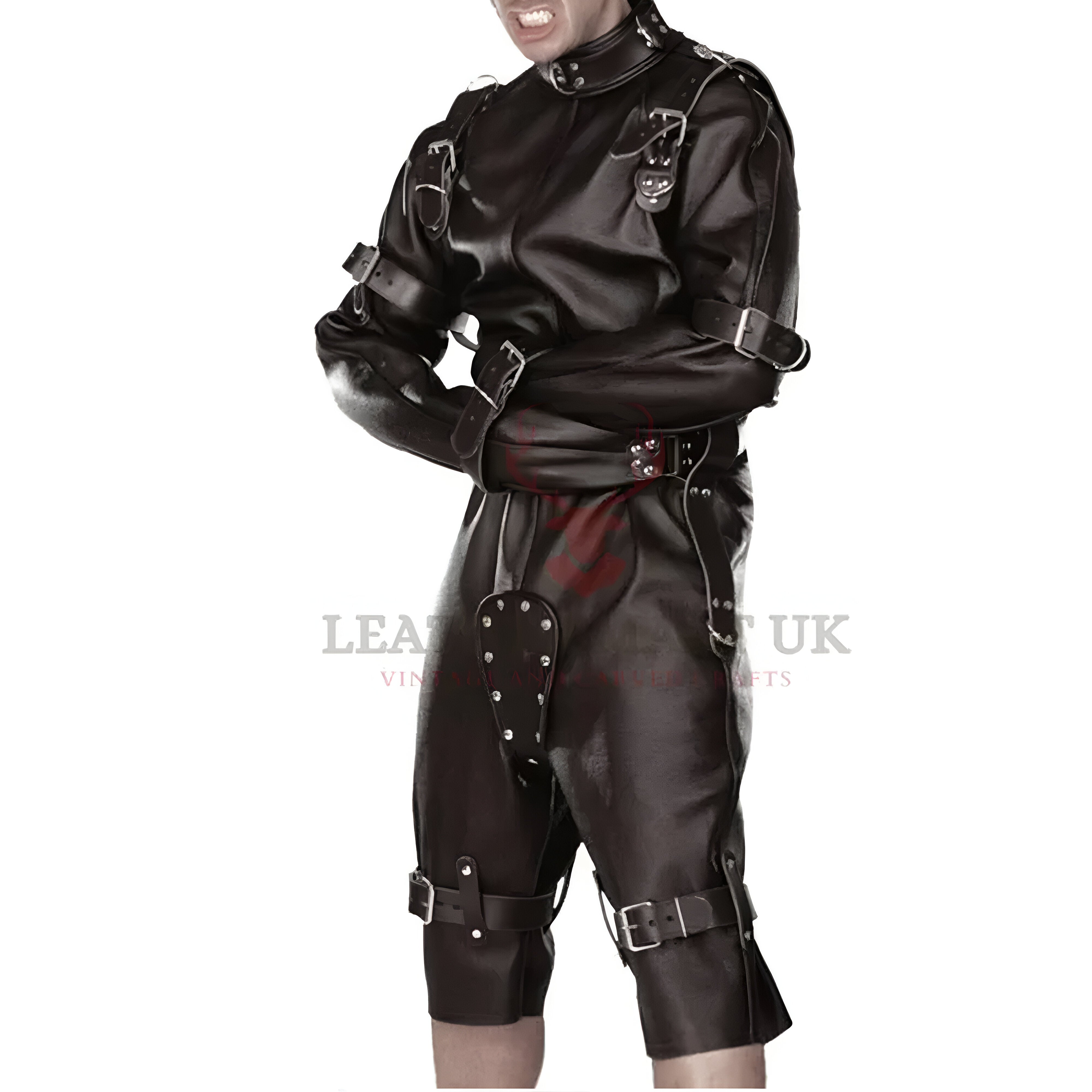 Master Leather Total Lockdown Restraint Strait Jacket Suit BDSM Roleplay | BDSM leather taboo