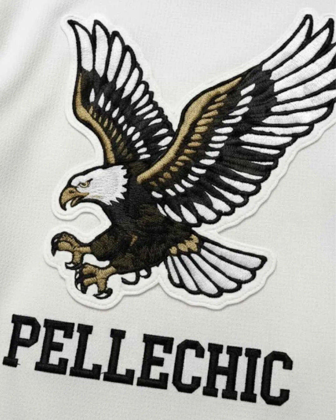 Elite Black & White Varsity Jacket with Eagle Patch