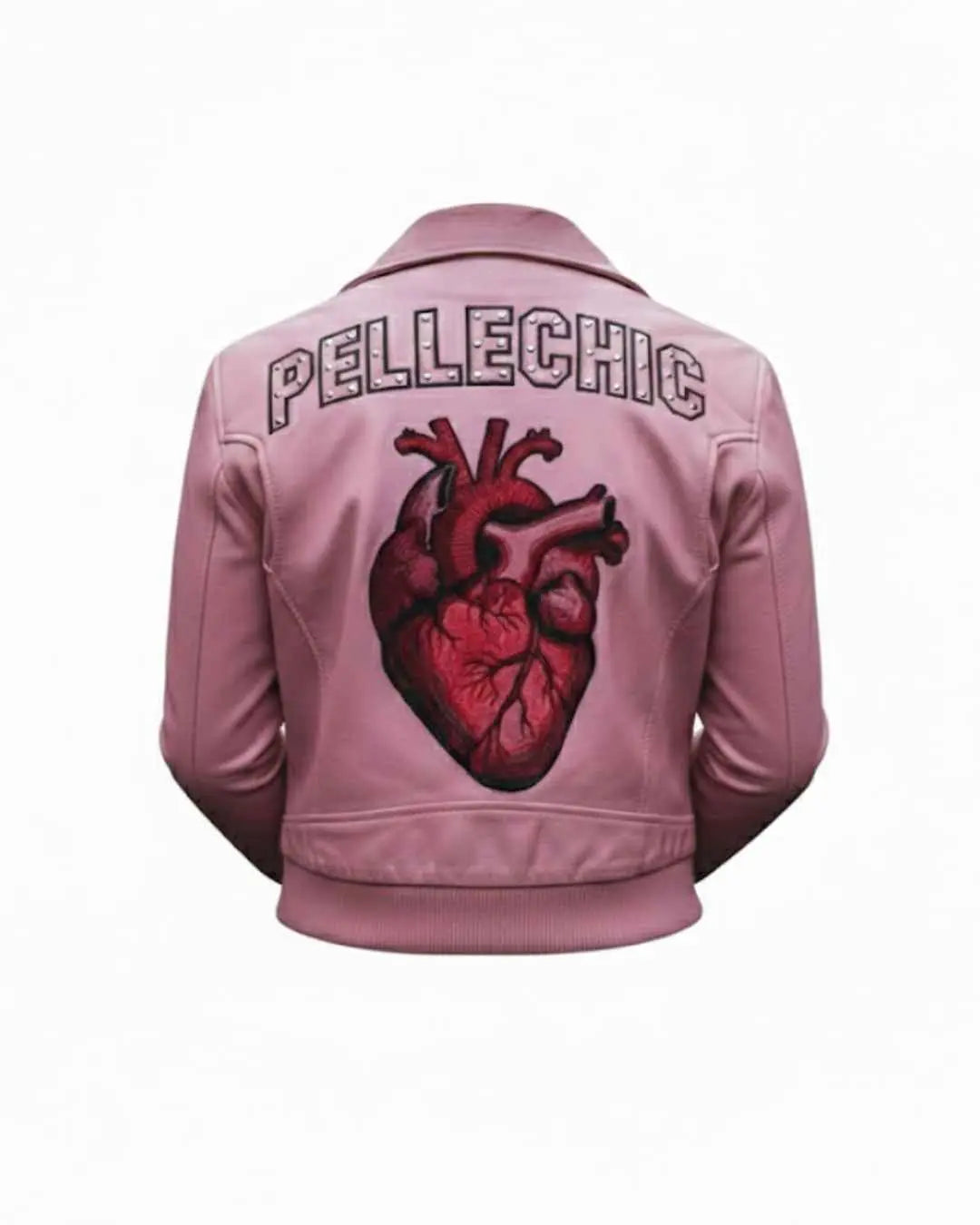 PelleChicโข โPulse of Passionโ Dusty Pink Leather Bomber โ Elite Anatomical Heart Art Edition