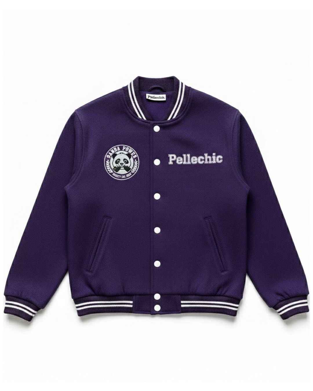 “Panda Power Purple Varsity Jacket – Trendy Pellechic Streetwear Varsity jacket