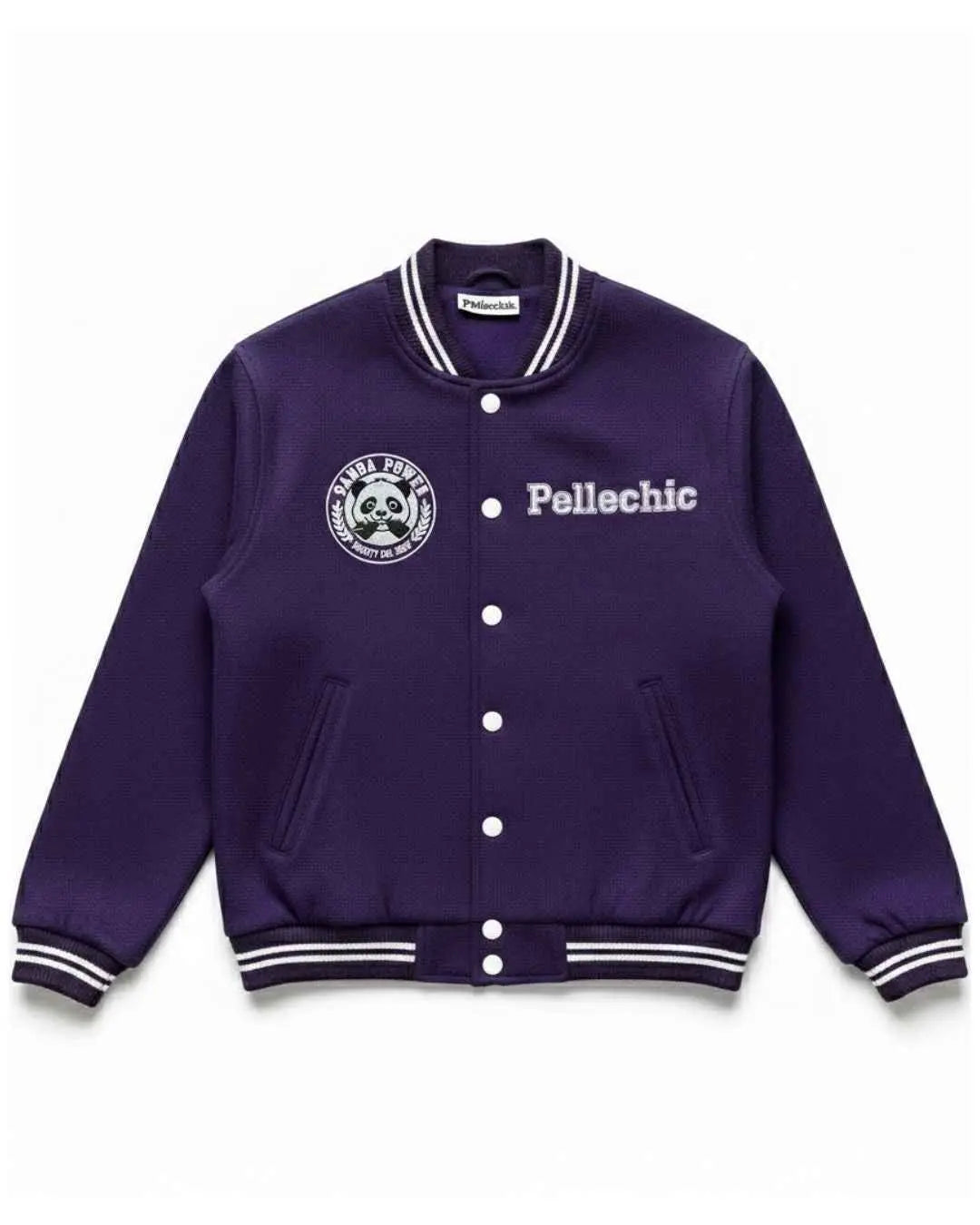 “Panda Power Purple Varsity Jacket – Trendy Pellechic Streetwear Varsity jacket