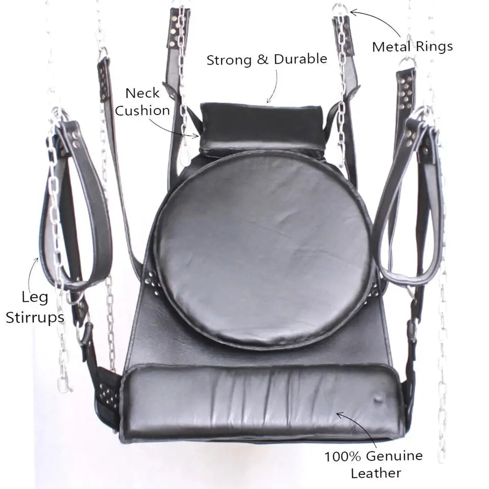 Heavy Duty Sex Swing Genuine Leather Hanging Sling Swing BDSM Adult Playroom leathertaboo.com