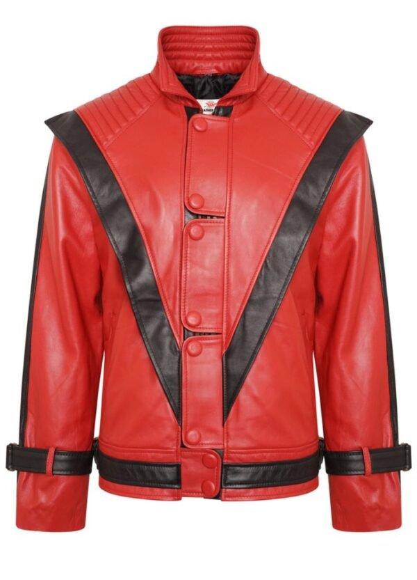 Michael Jackson Thriller Sheepskin Red Leather Jacket