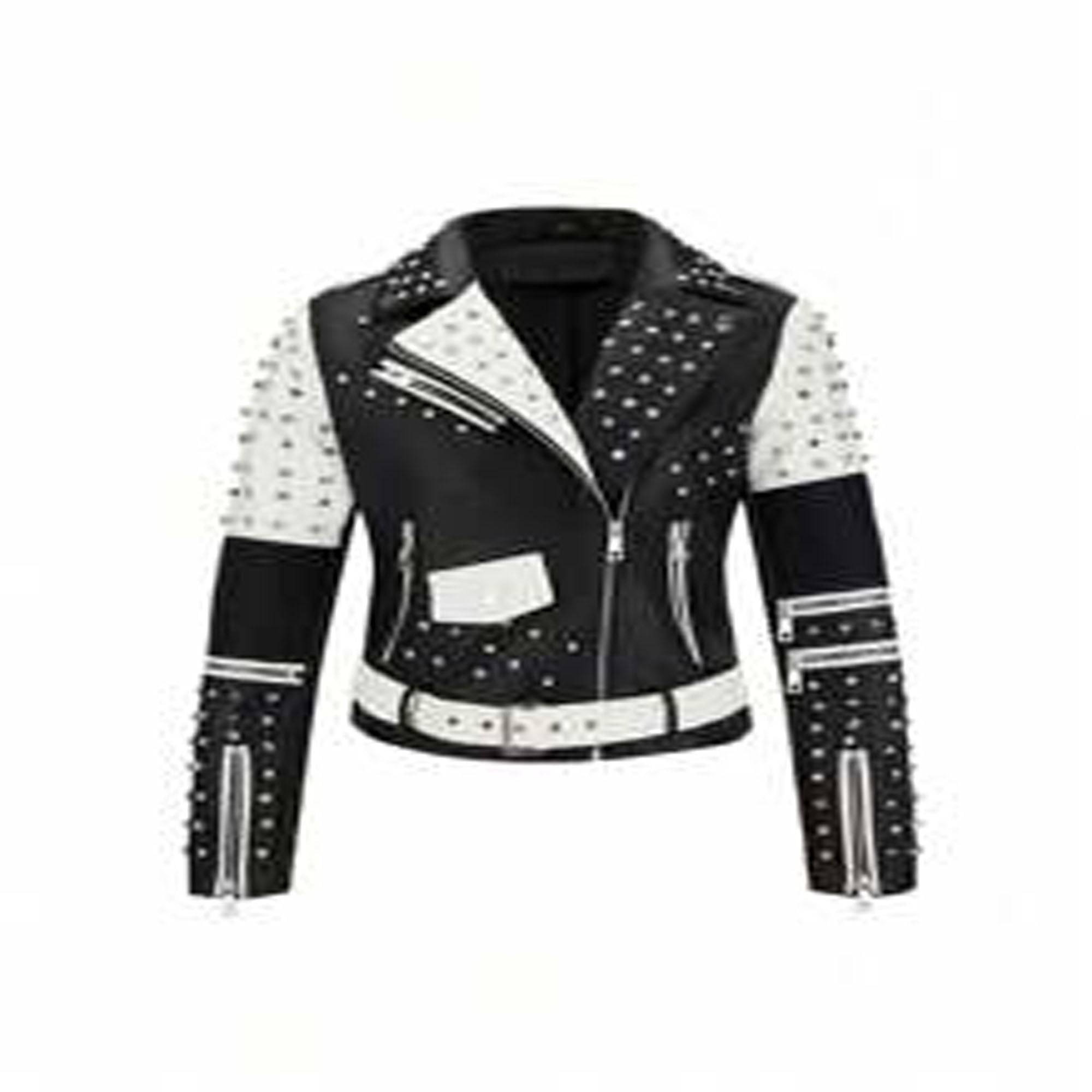 Simple All-Match Motorcycle Jacket With Diamond Rivet Décor leather taboo