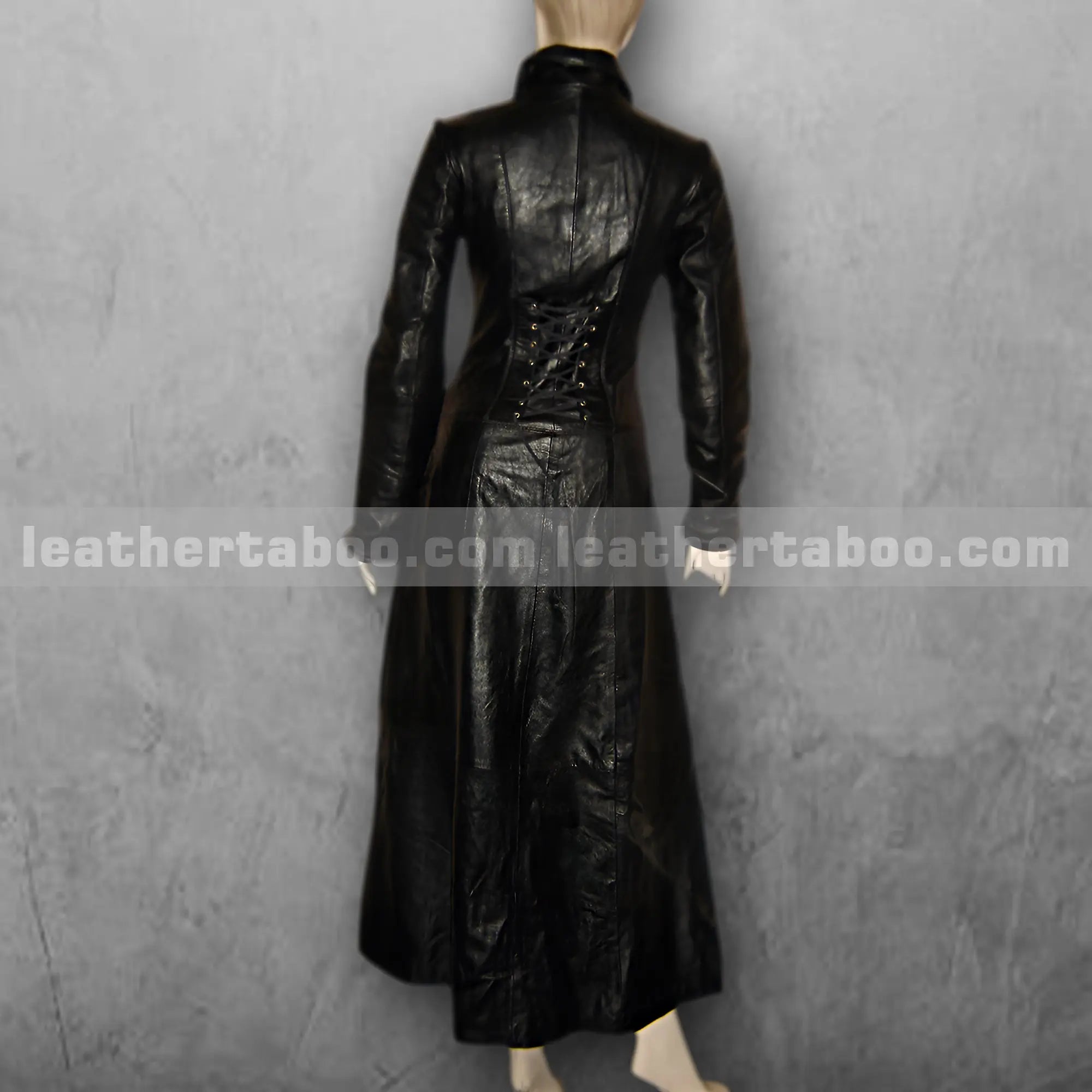 Women's Long Black Leather Coat โ Sheepskin Full-Length Zip-Up Trench Style Outerwear with Tailored Fit and Classic Collar - Leather taboo