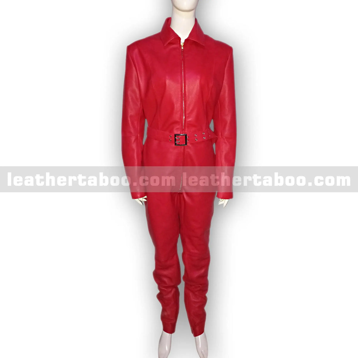 Sheepskin Leather Jumpsuit for Women | Stylish Full Body Zip-Up Outfit with Belt | Elegant Leatherwear - leather taboo