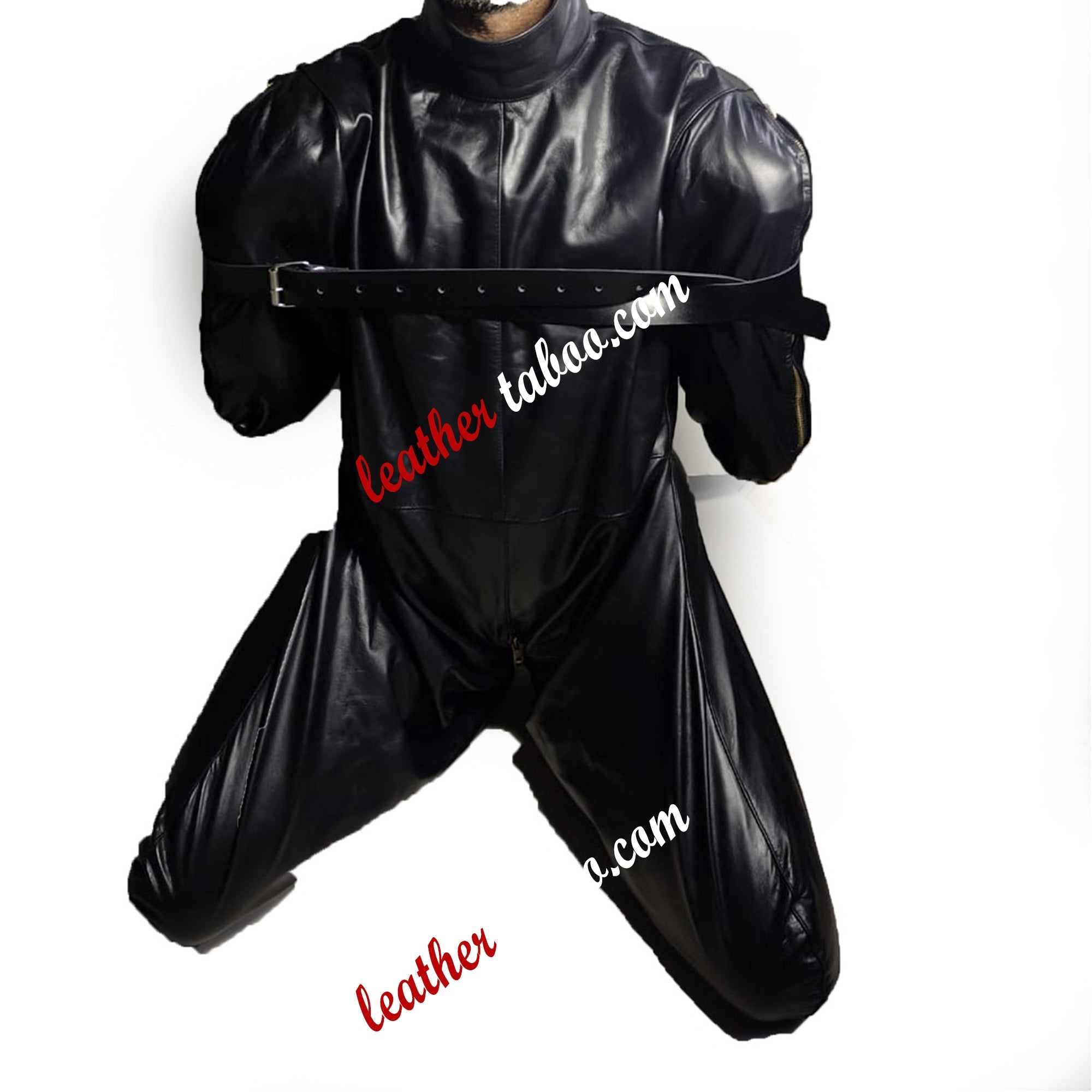 leather bondage sleepsack suit made of black real leather