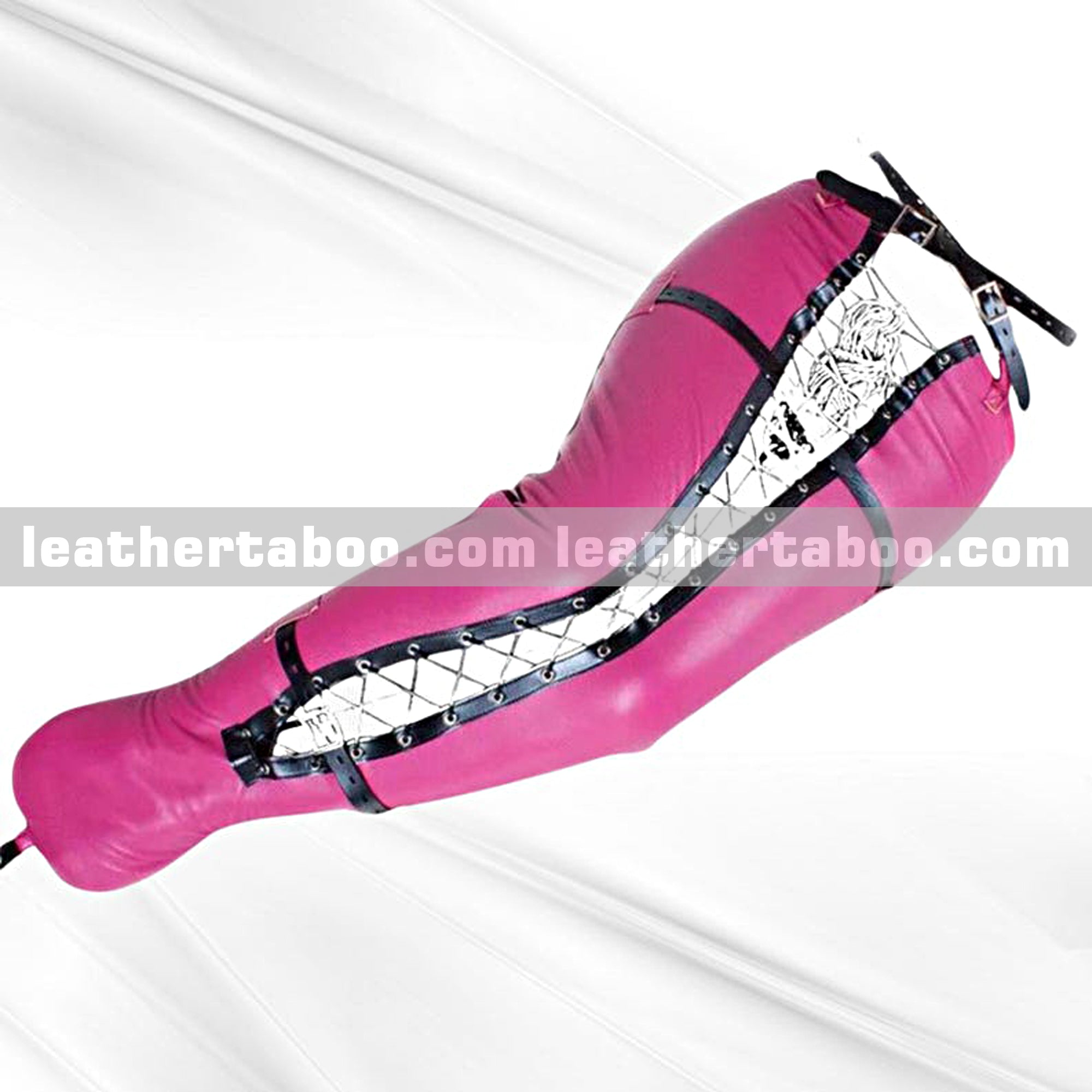 Leather-Mummy-Bag-with-Mermaid-Leg-Binder-Body-Harness-Restraints-Full-Body-Bondage-Cosplay-Roleplay-Suit leather taboo