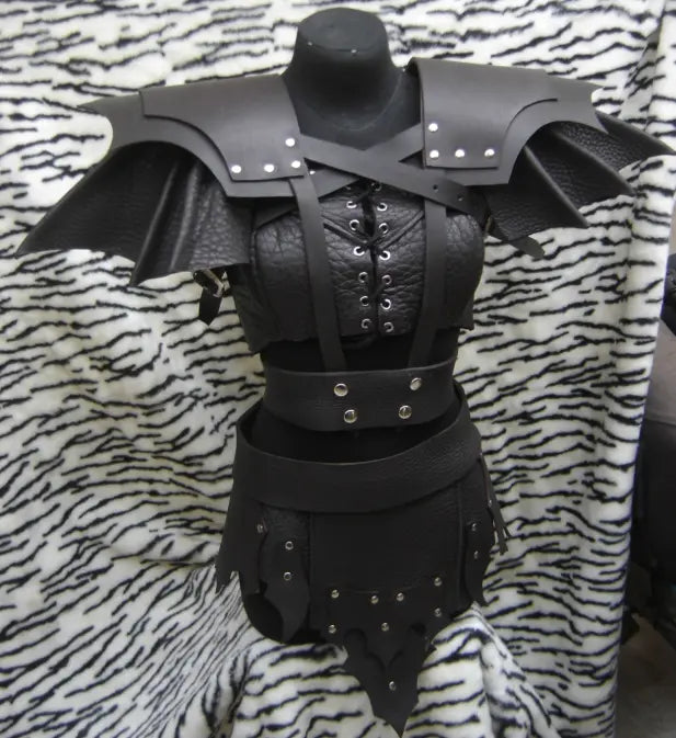 Woman's Genuine NAPA Milled Black Artemis Leather medieval Armor
