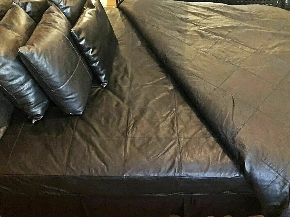 Luxury Black NAPA Leather Bedding Set – Premium Handmade Bedroom Collection