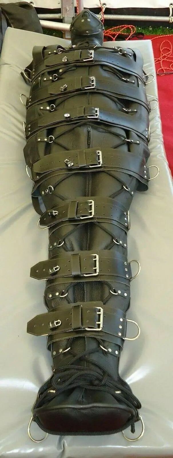 Heavy Leather Sleepsank Real Leather Sleep sack body bag Black Genuine Leather Bondage Bag leather taboo