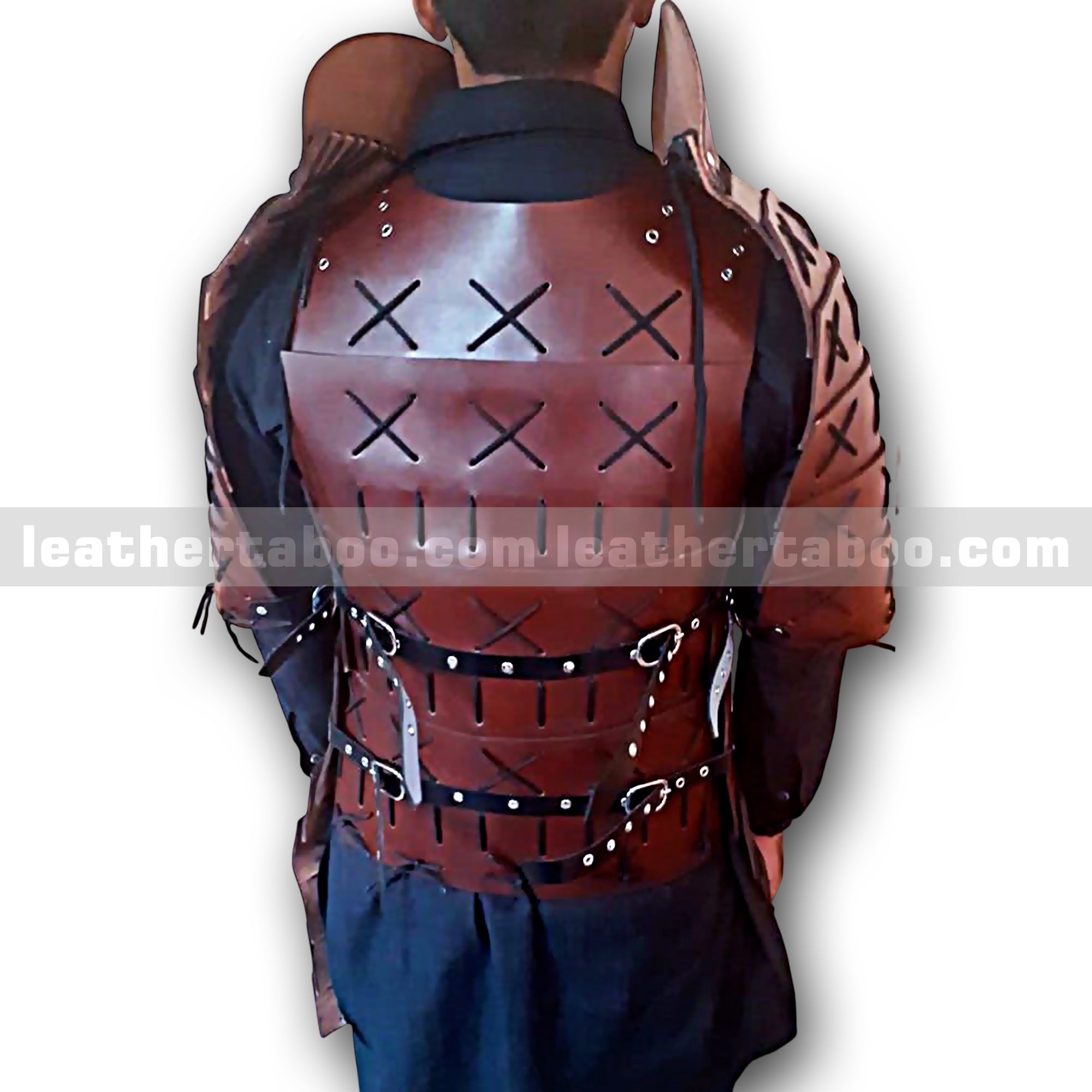Men’s Premium Leather Armor Chest and Shoulder Set – Brown Warrior Style Body Armor