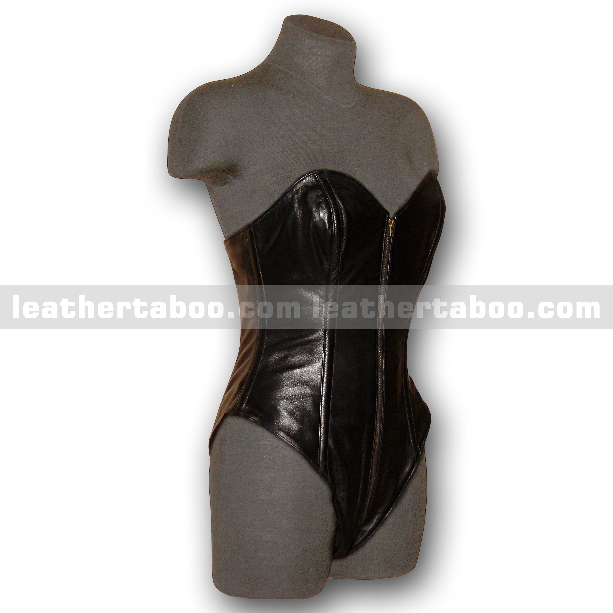 Women’s Premium Sheepskin Leather Bodysuit – Strapless Black Zip-Front One-Piece with Sculpted Fit – Bold and Modern Leatherwear