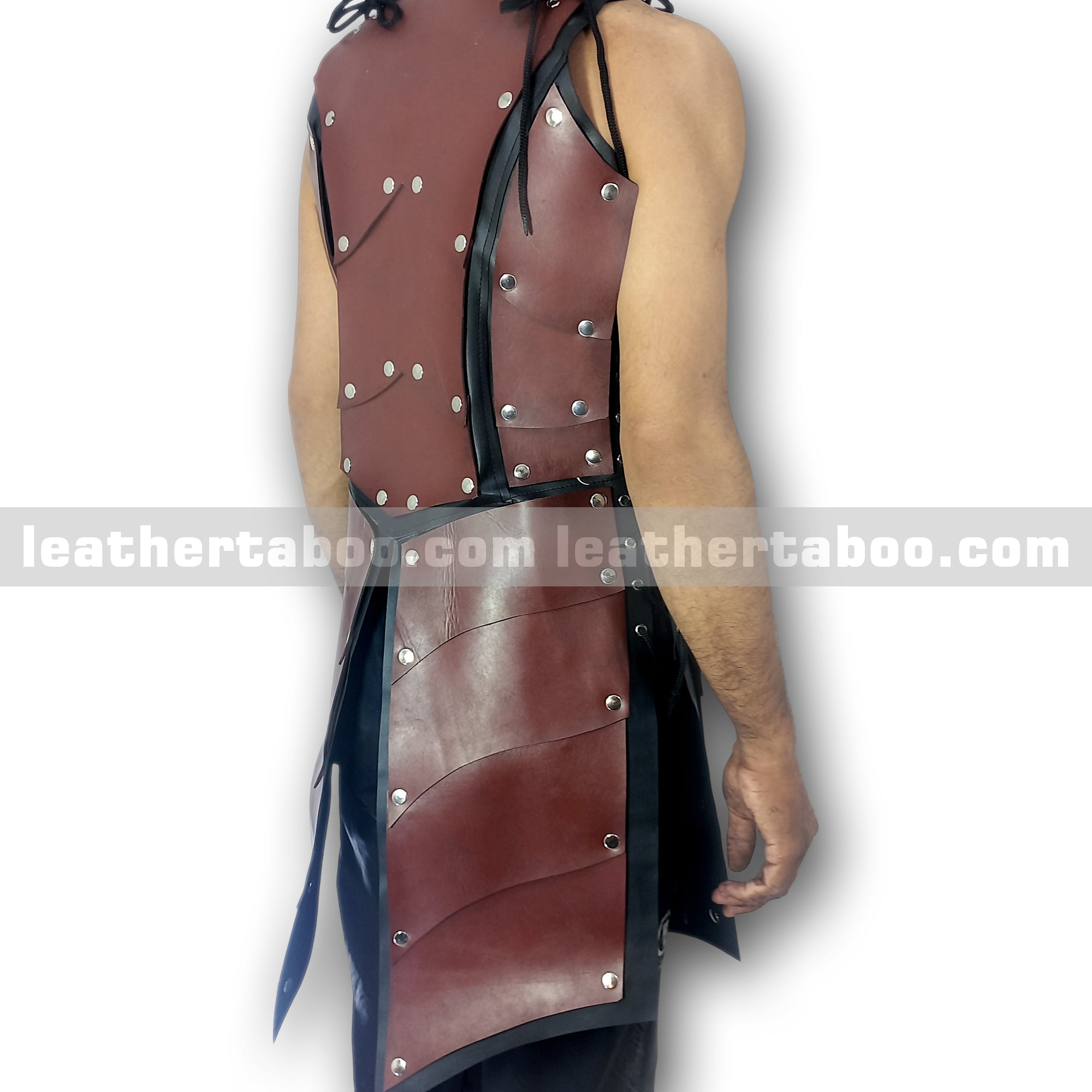 Medieval Style Leather Chest Armor for Men with Adjustable Buckle Straps and Rivet Details