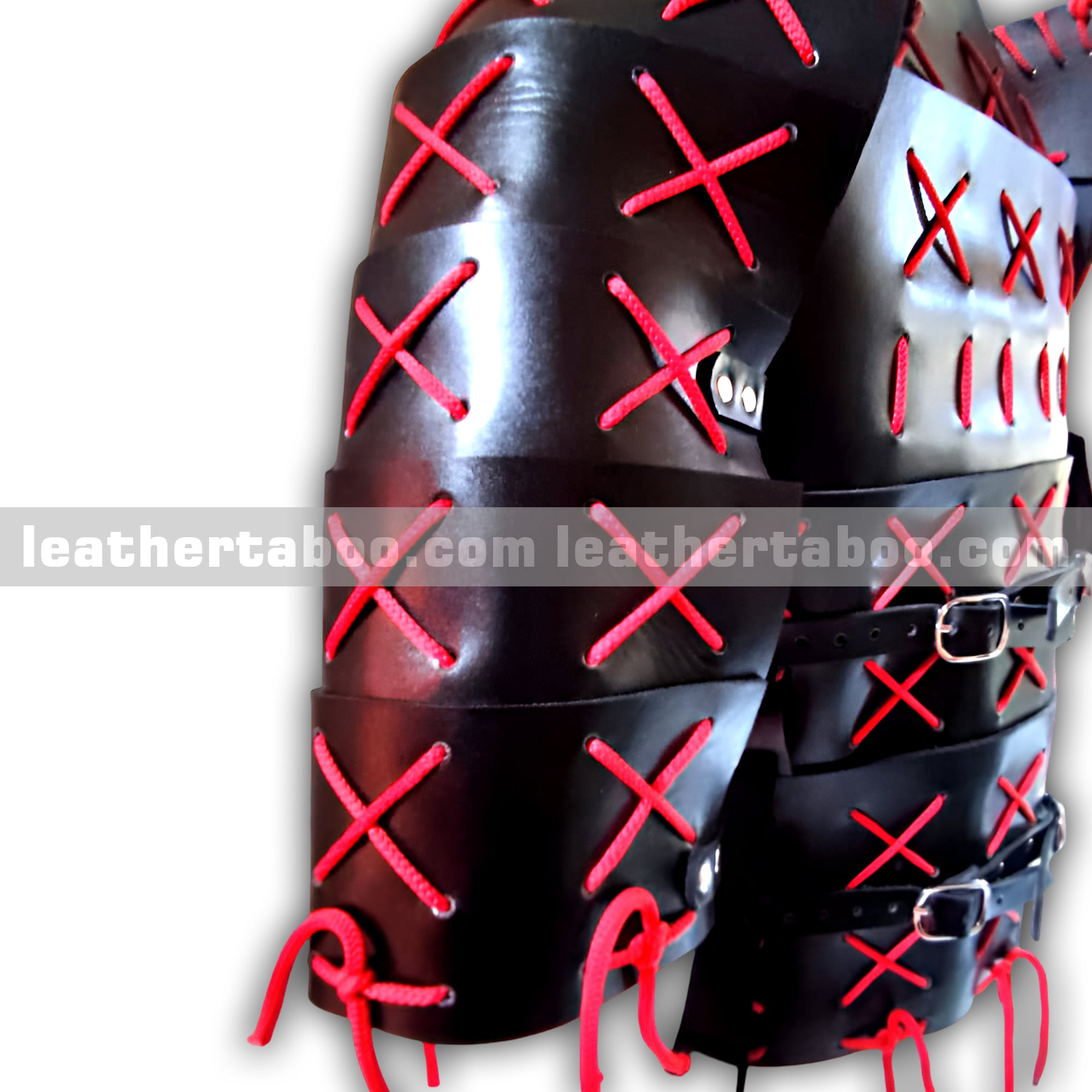 Premium Goods Leather Samurai Style Chest Armor with Red Lacing for Men – Adjustable Fit and Unique Medieval Design