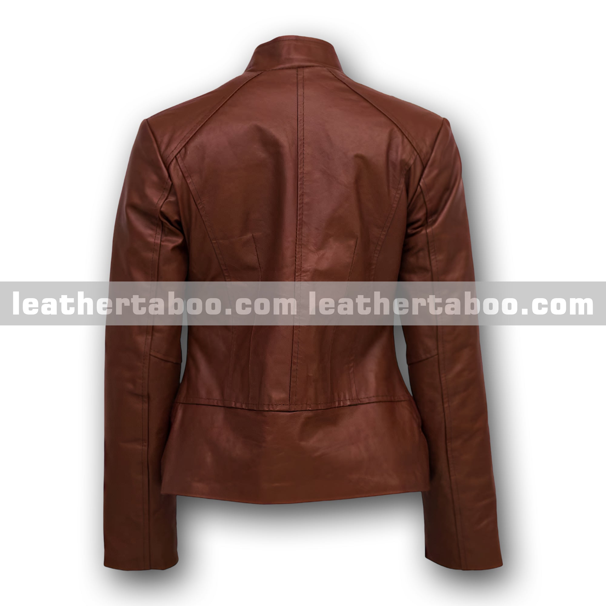 Premium Women’s Sheepskin Leather Jacket – Brown Slim Fit Moto Style with Zipper Front and Elegant Stand Collar Look - Leather taboo
