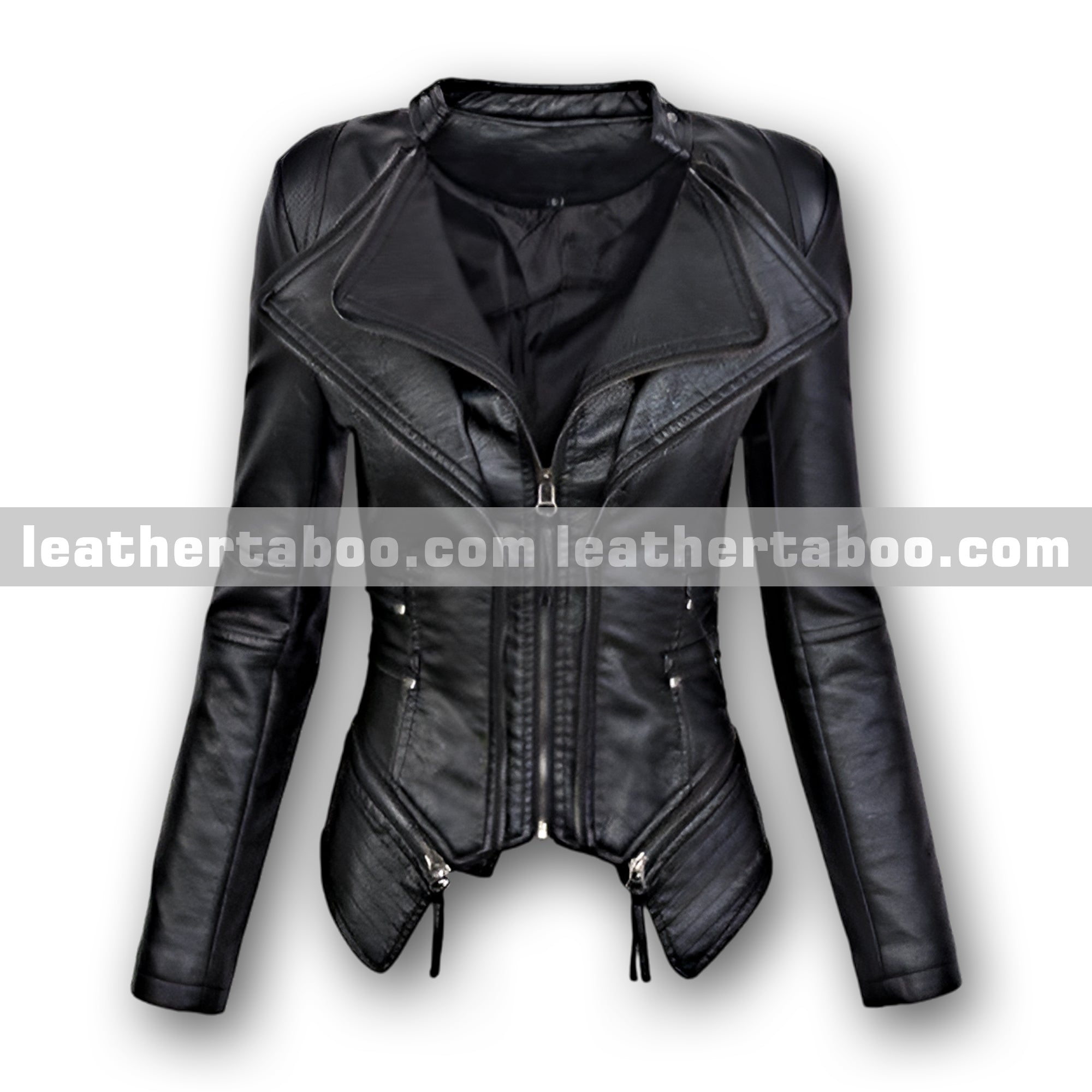 Premium Sheepskin Leather Jacket for Women | Black Slim Fit Moto Style Zip Up Outerwear - Leather taboo