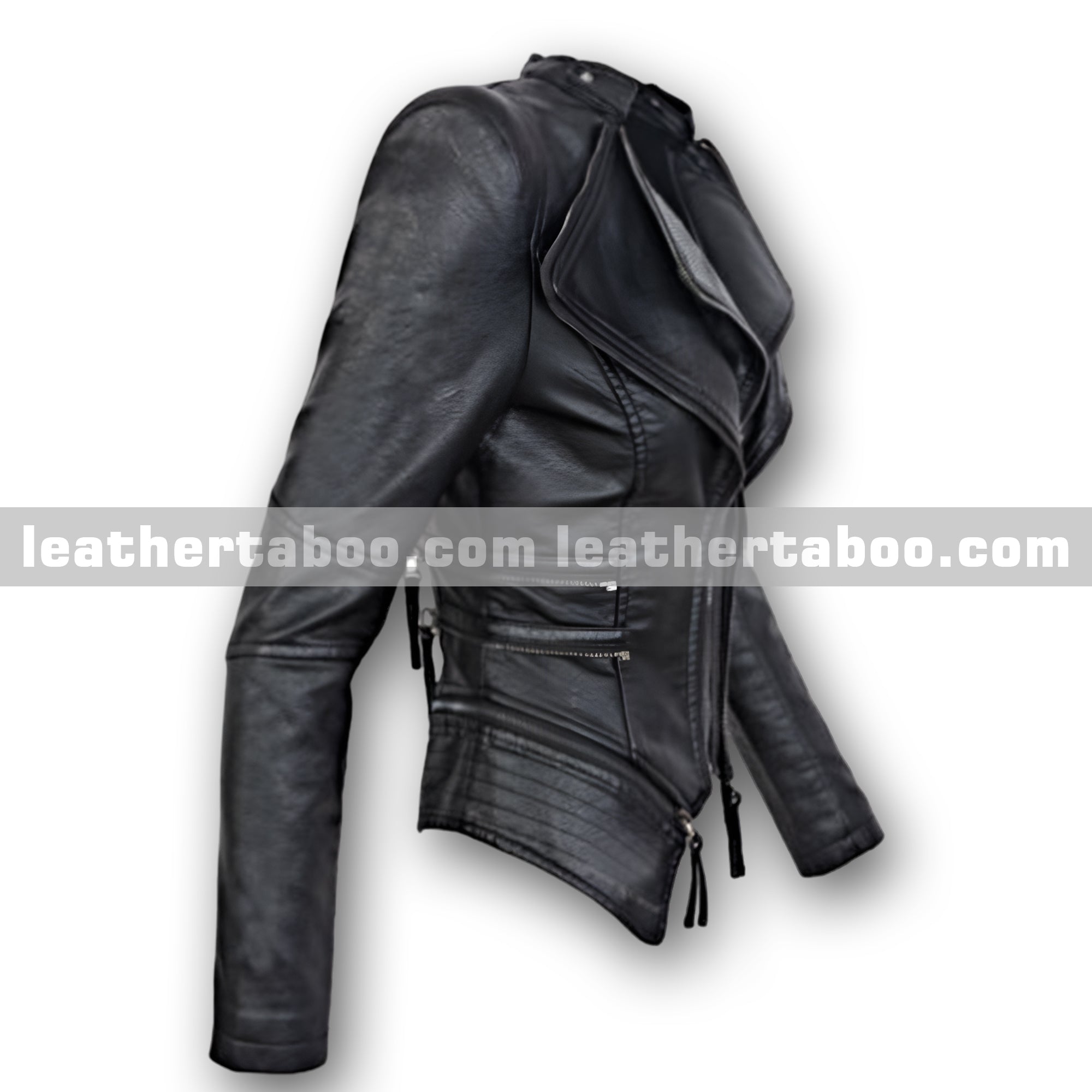Premium Sheepskin Leather Jacket for Women | Black Slim Fit Moto Style Zip Up Outerwear - Leather taboo