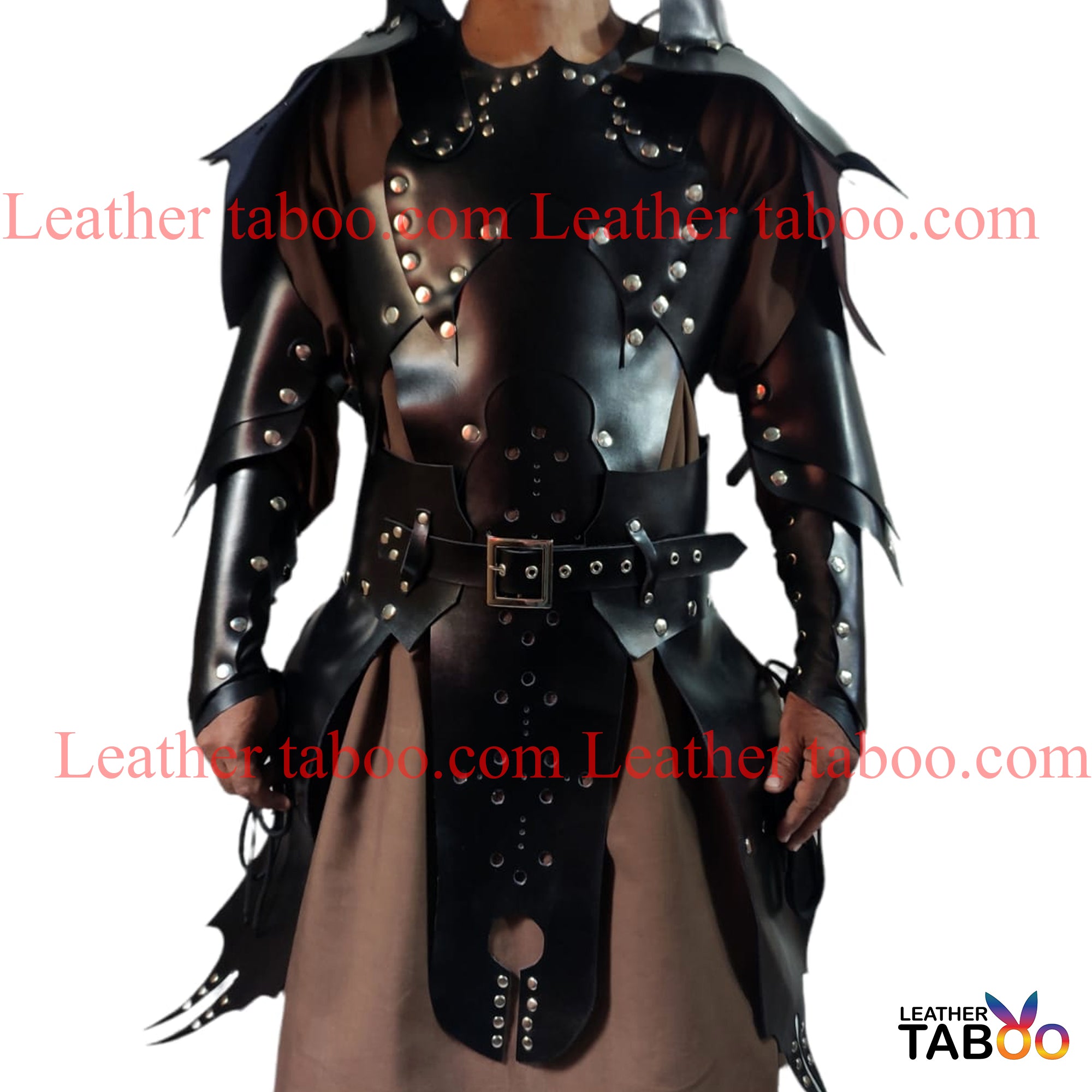 Mens Black Leather Armor LARP Medieval  Warrior Armor leathertaboo.com