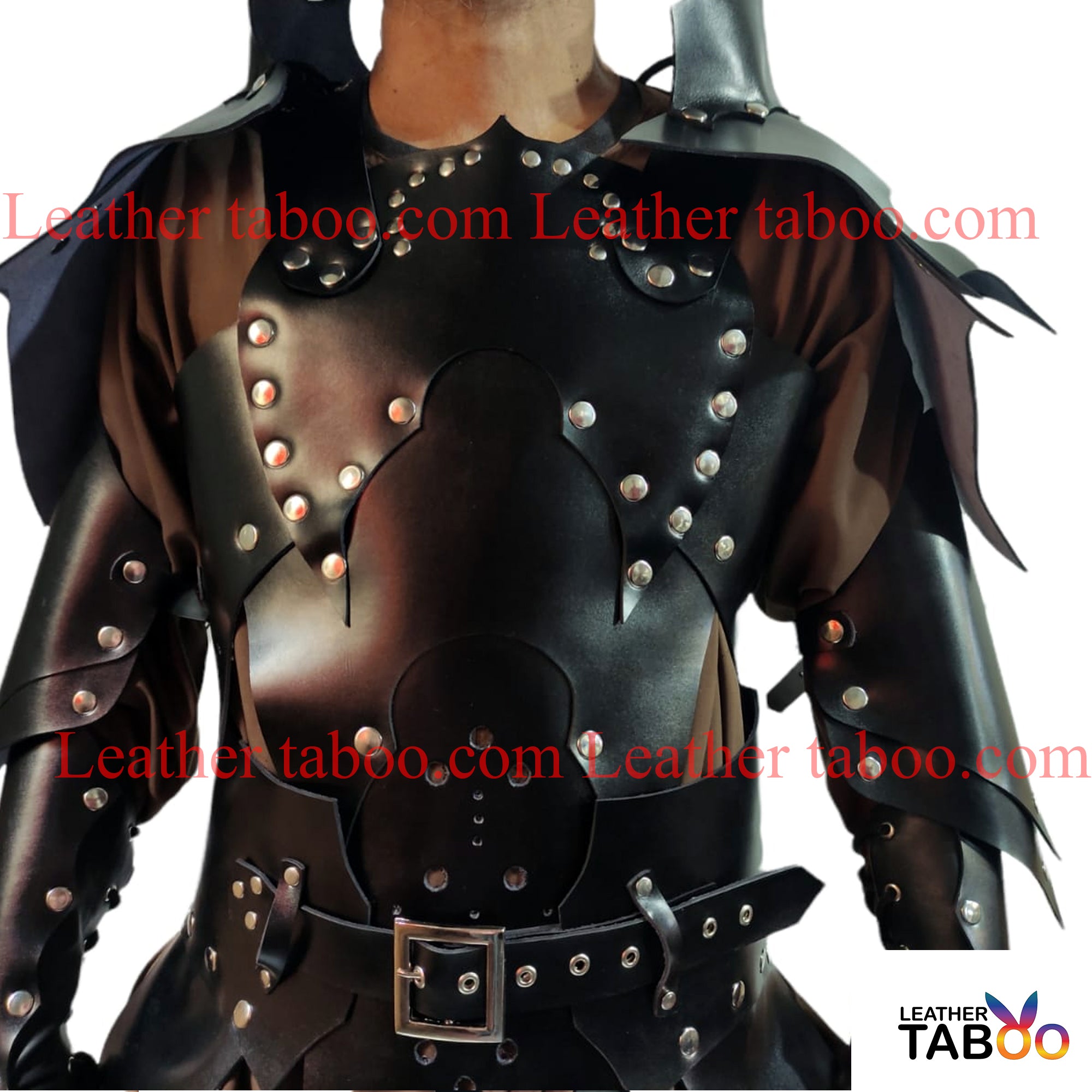 Mens Black Leather Armor LARP Medieval  Warrior Armor leathertaboo.com