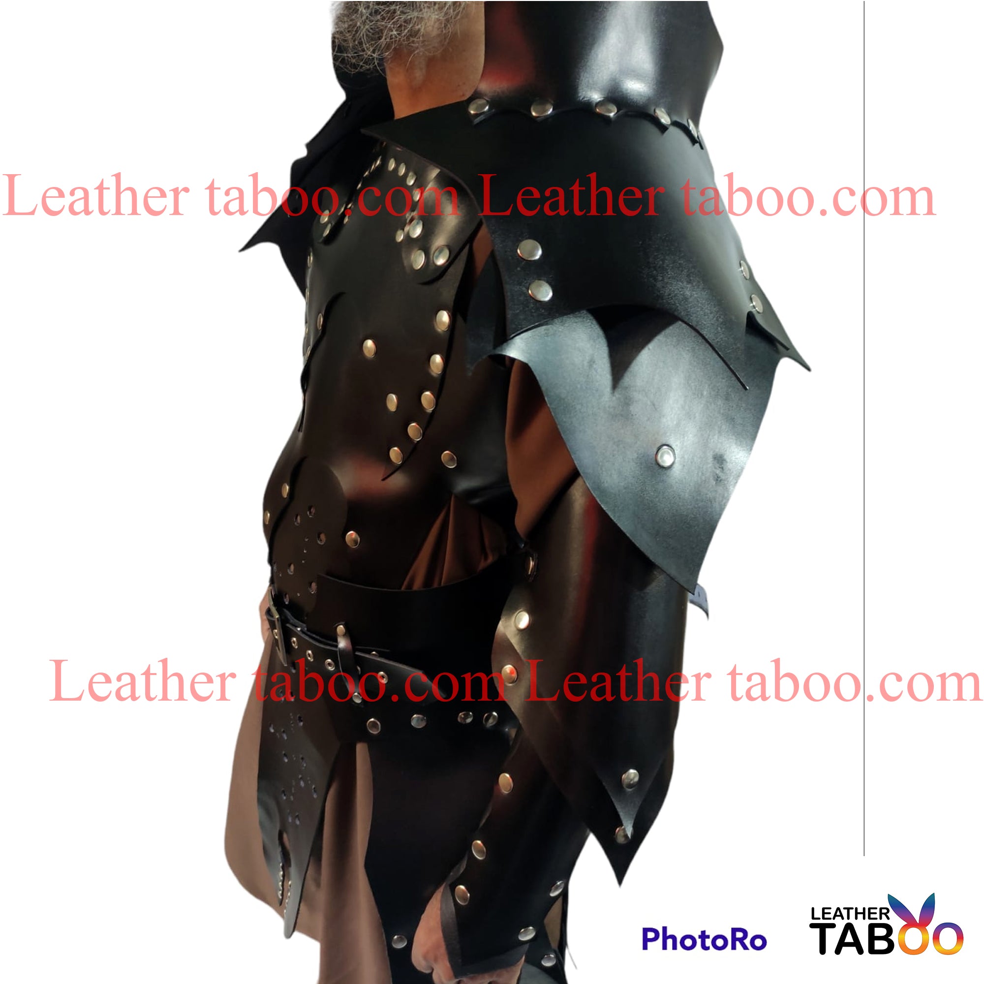 Mens Black Leather Armor LARP Medieval  Warrior Armor leathertaboo.com