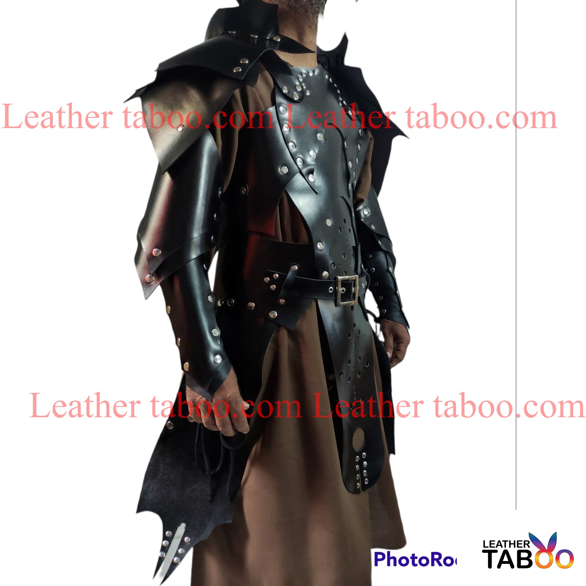 Mens Black Leather Armor LARP Medieval  Warrior Armor leathertaboo.com