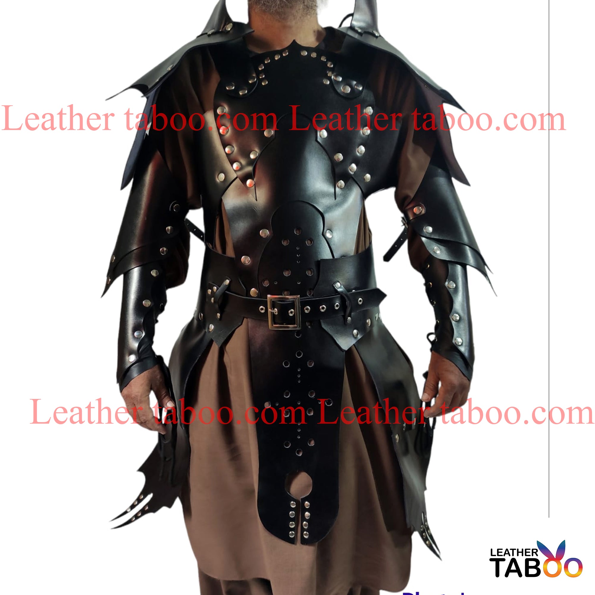 Mens Black Leather Armor LARP Medieval  Warrior Armor leathertaboo.com