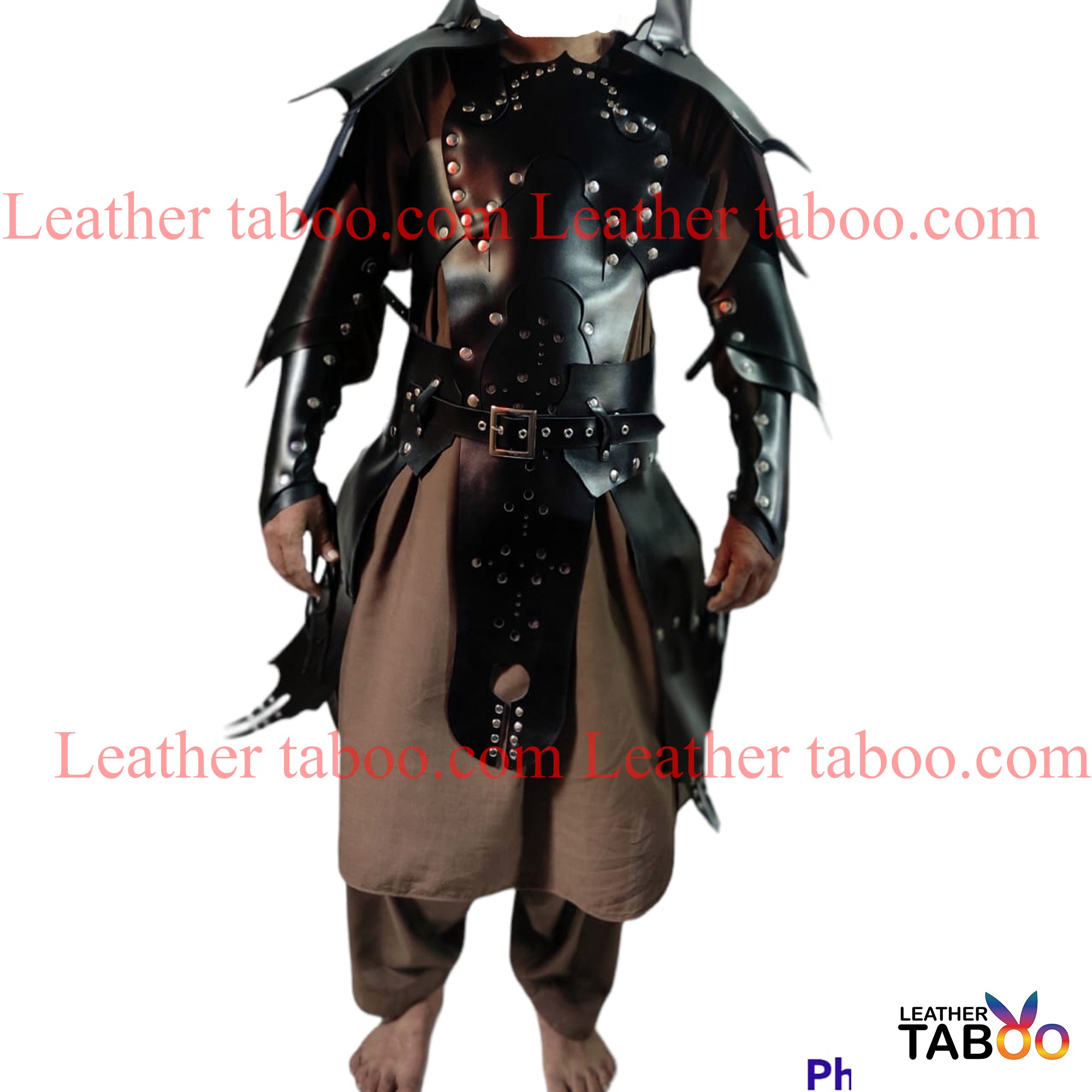 Mens Black Leather Armor LARP Medieval  Warrior Armor leathertaboo.com