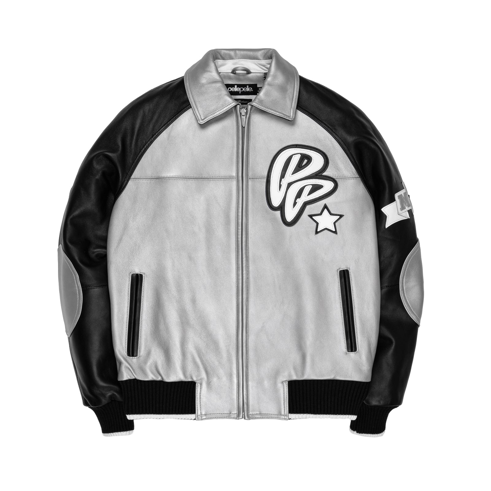 Pelle Pelle Silver & Black Cowhide Leather Jacket for Men – Sleek Monochrome Streetwear