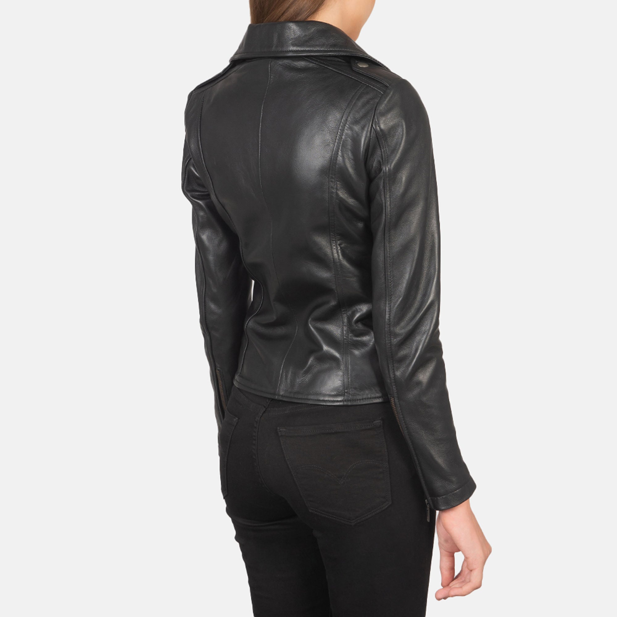 Roslyn Black Hooded Leather Bomber Jacket