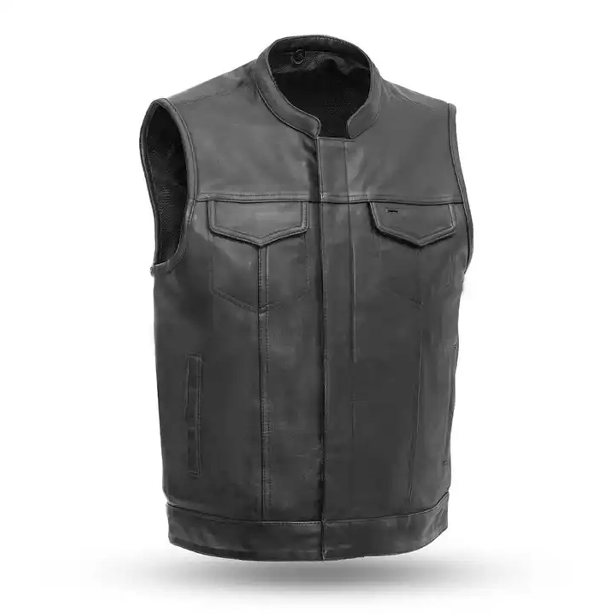 Professional Motorcycle Leather Vest Perforated Black Leather Cow skin Biker