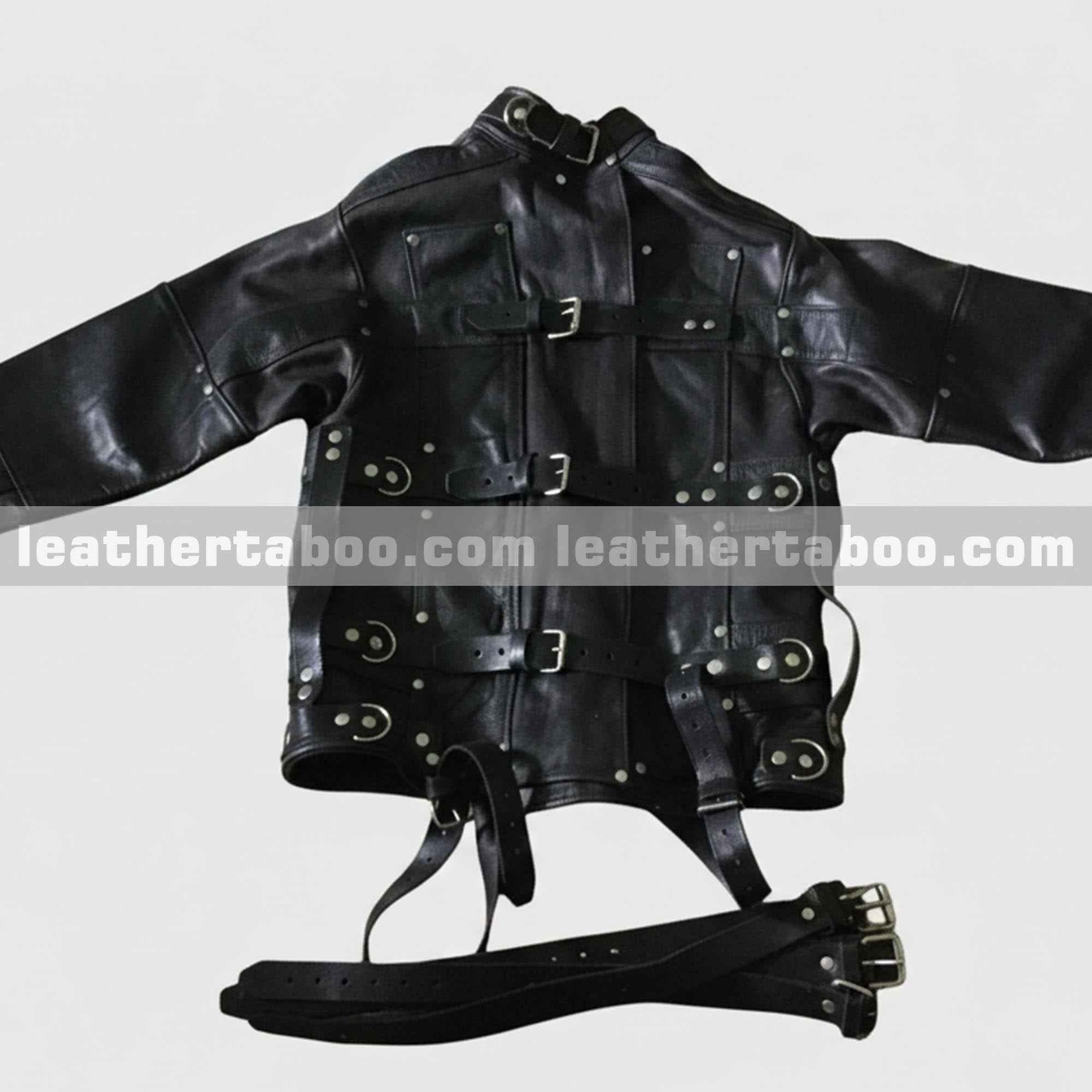Real Black Cow Leather Straight Jacket Heavy Duty Leather Straitjacket (Copy)