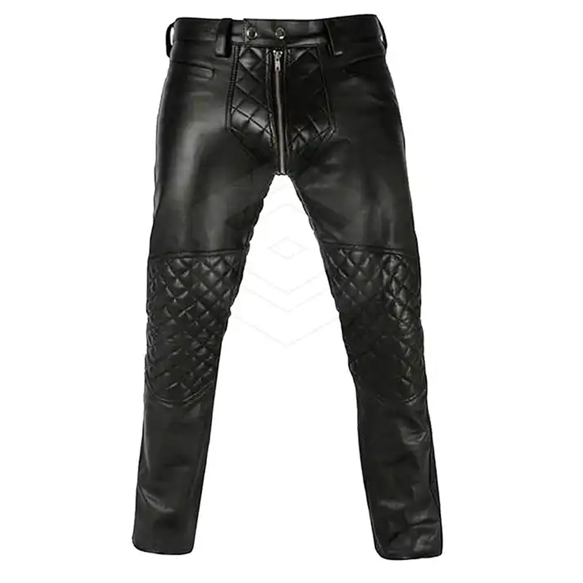 Men's Real Leather Pant Punk Kink Jeans Trousers BLUFF Pants Bikers Breeches Plan Cow Leather