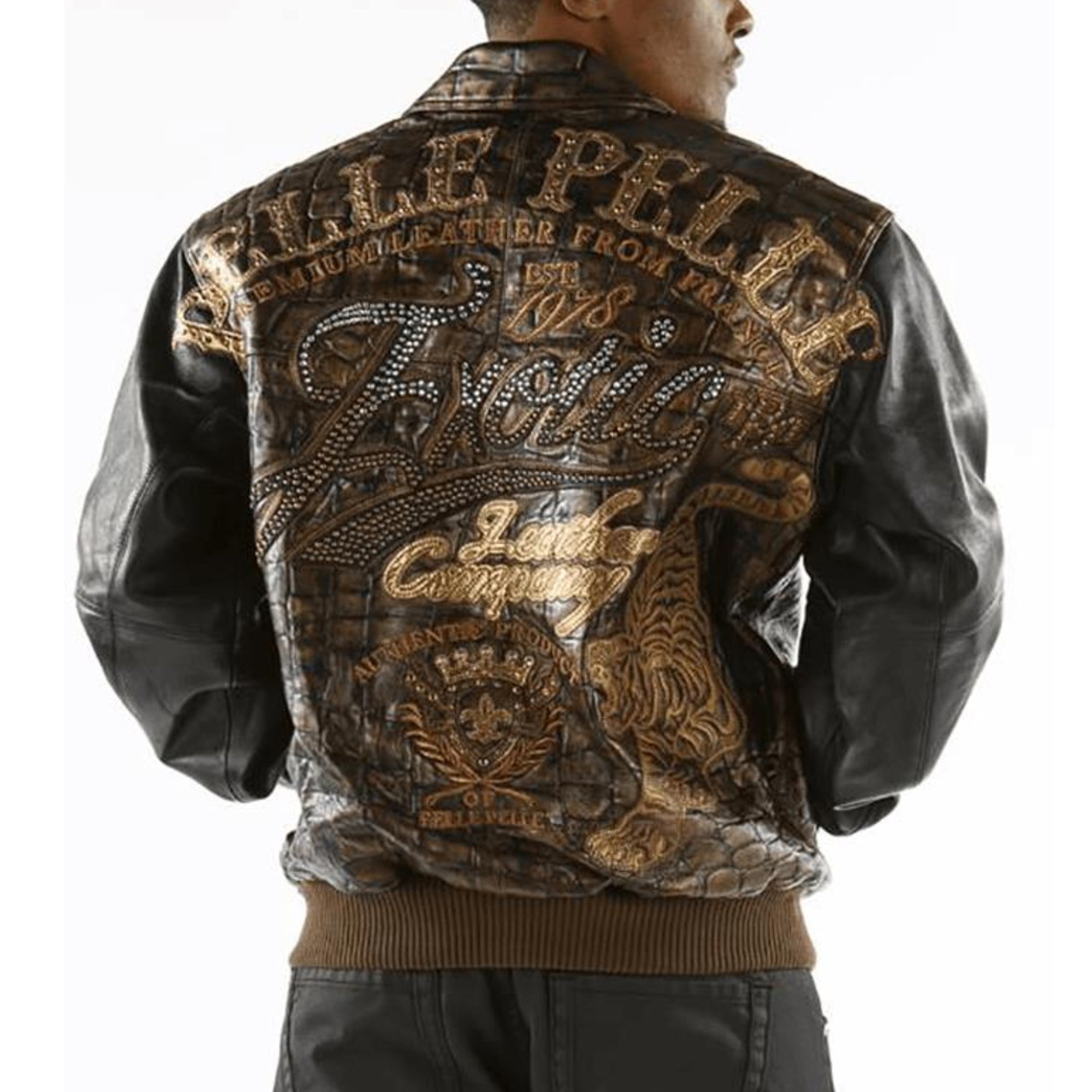Premium Pelle Pelle Cowhide Leather Jacket for Men – Crocodile Embossed Design