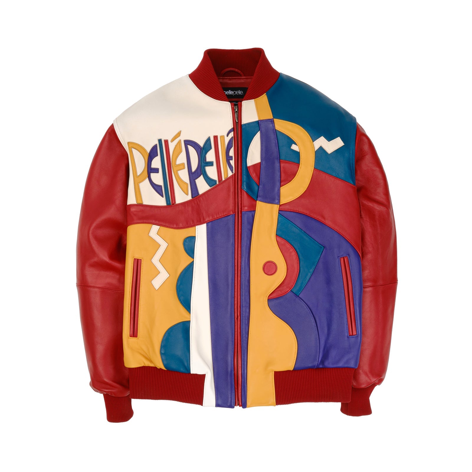 Men’s Pelle Pelle Premium Cowhide Leather Jacket – Multicolor Abstract Design
