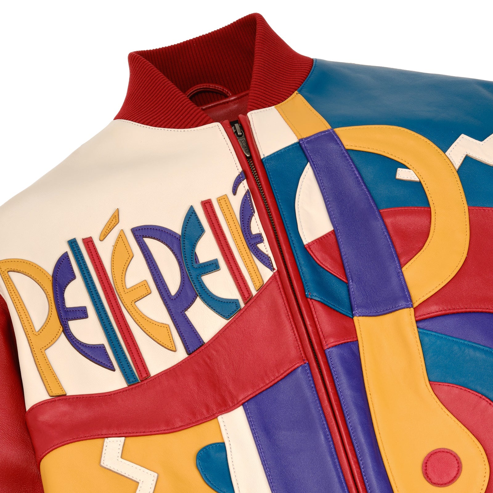 Men’s Pelle Pelle Premium Cowhide Leather Jacket – Multicolor Abstract Design