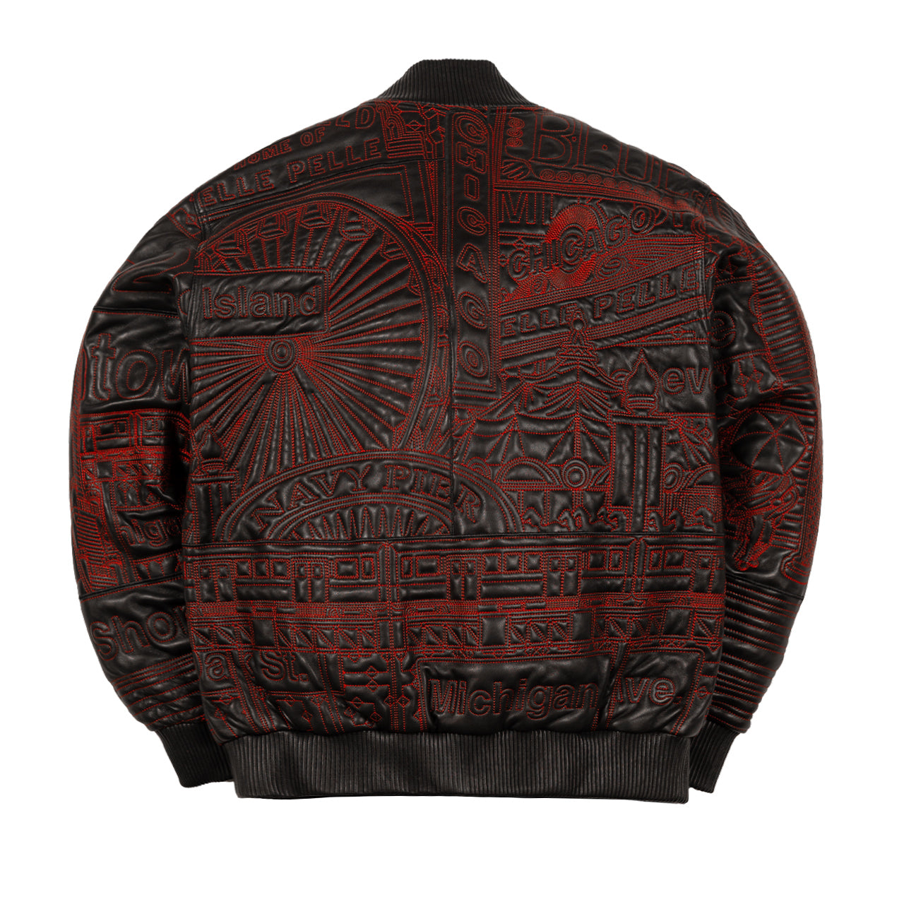 Pelle Pelle Chicago Quilted Black and Red Cowhide Leather Jacket for Men