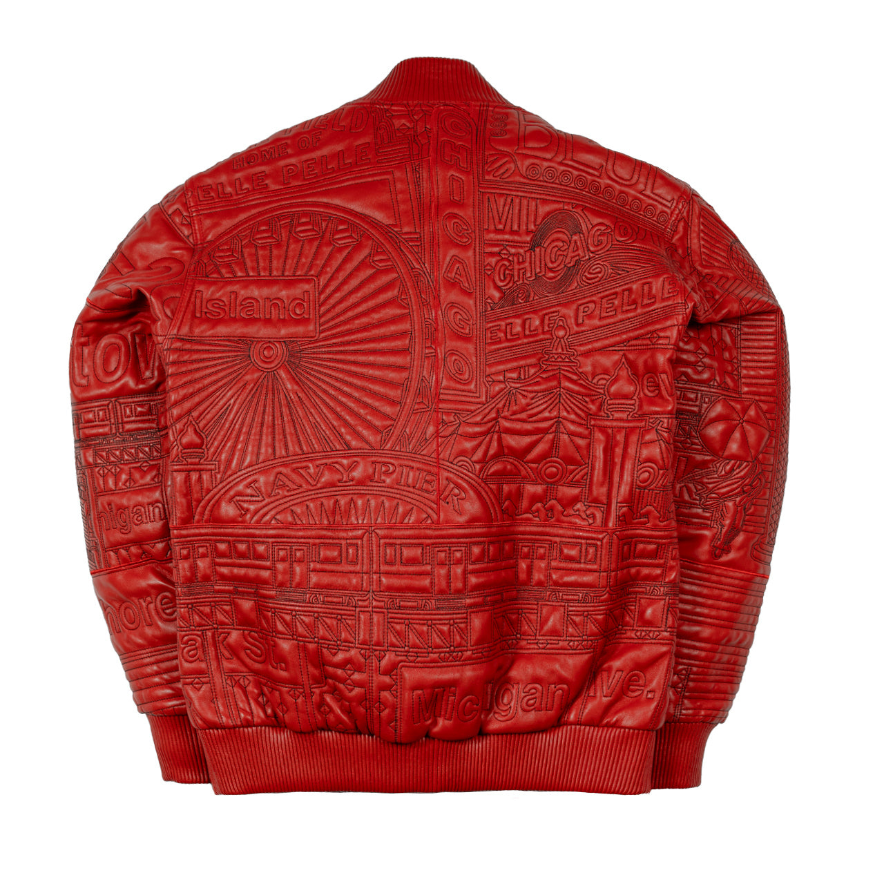 Pelle Pelle Chicago Quilted Red Cowhide Leather Jacket for Men