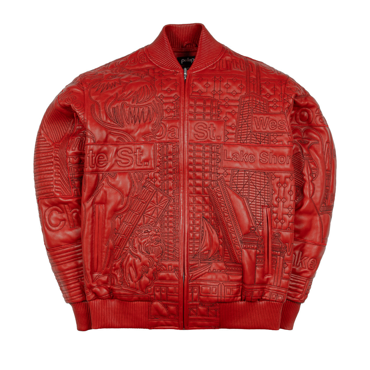 Pelle Pelle Chicago Quilted Red Cowhide Leather Jacket for Men