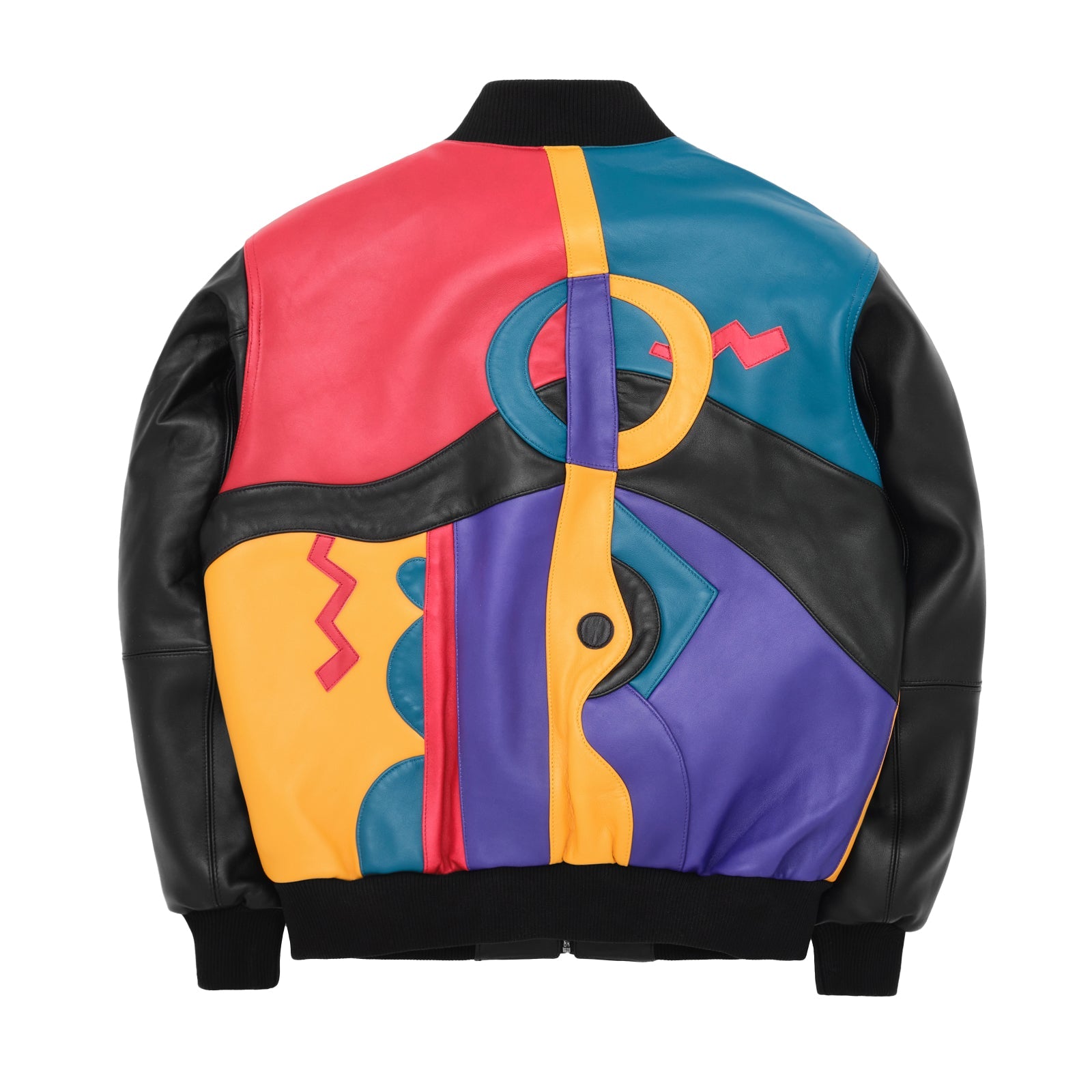 Men’s Pelle Pelle Premium Cowhide Leather Jacket – Multicolor Abstract Art Design